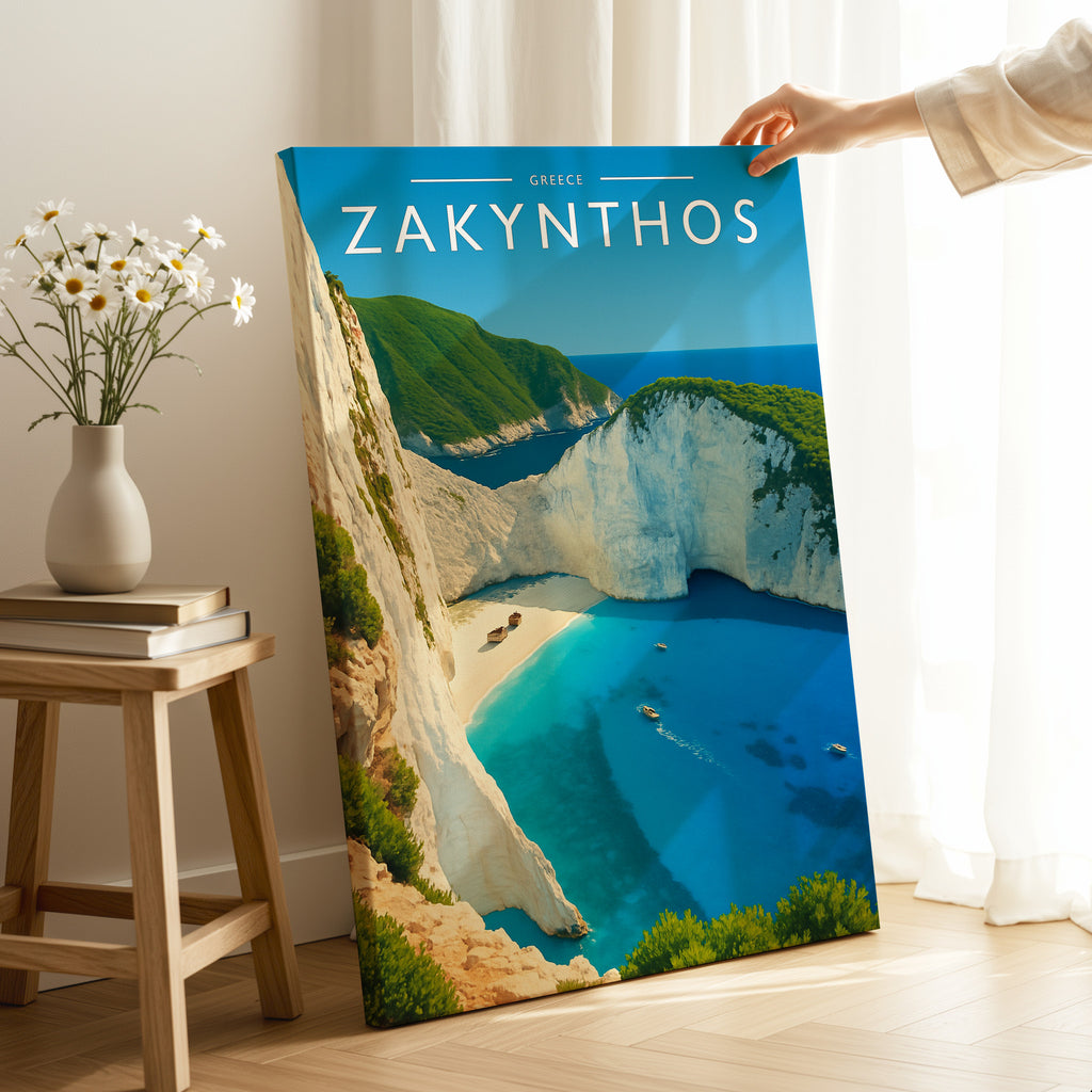 Zakynthos Travel Poster as a gallery-wrapped canvas