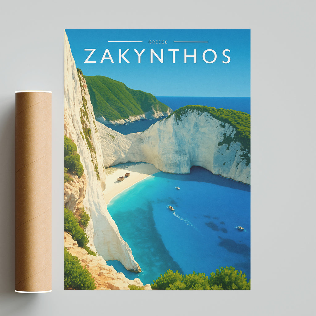 Zakynthos Travel Poster - fine art print with shipping tube
