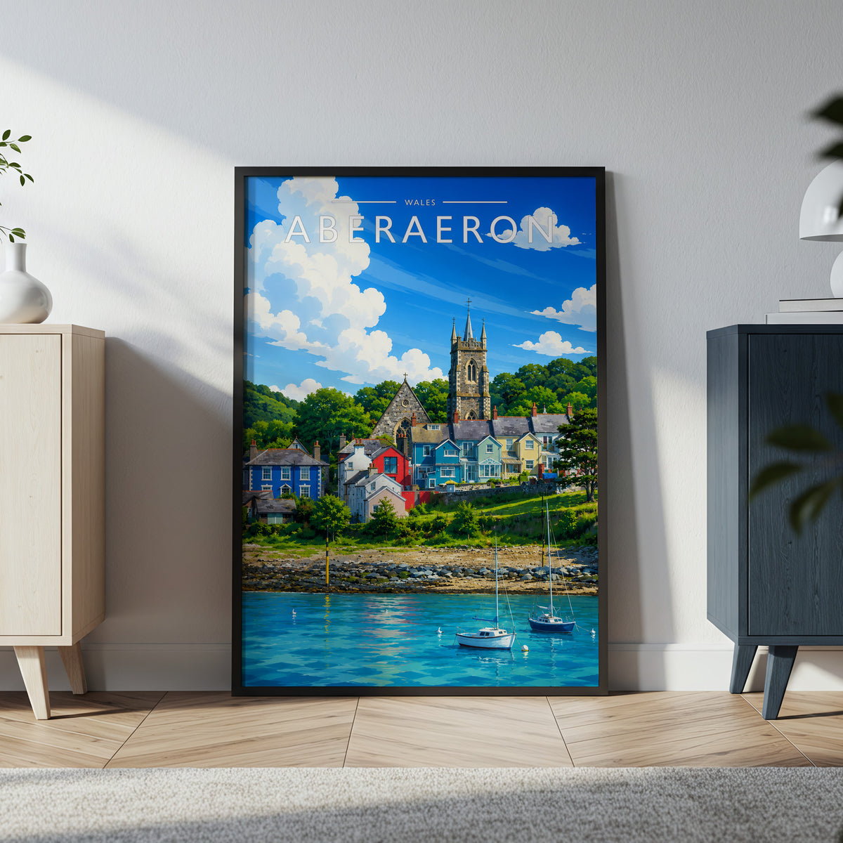 Aberaeron #3 Travel Poster in a black frame