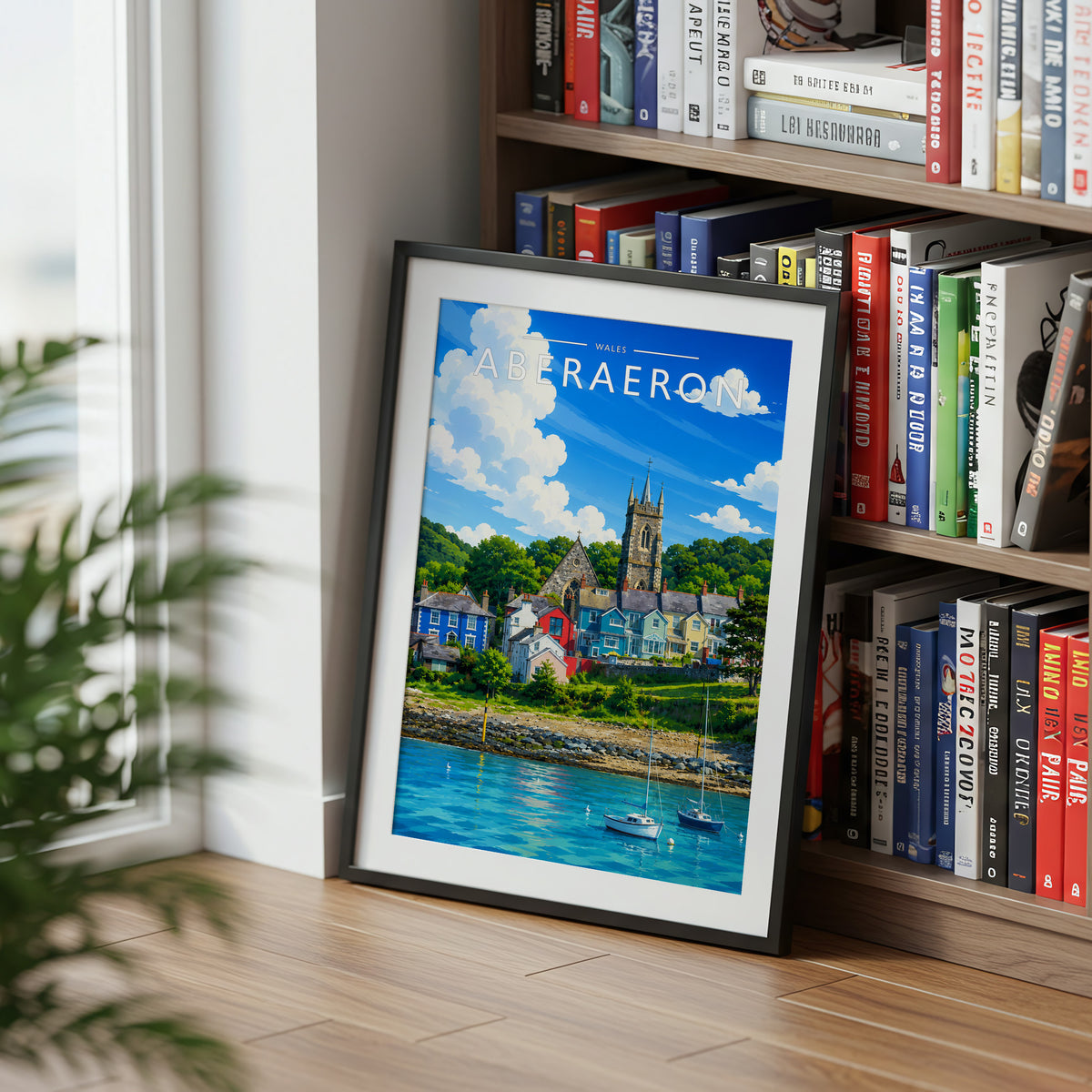 Aberaeron #3 Travel Poster mounted in a black frame