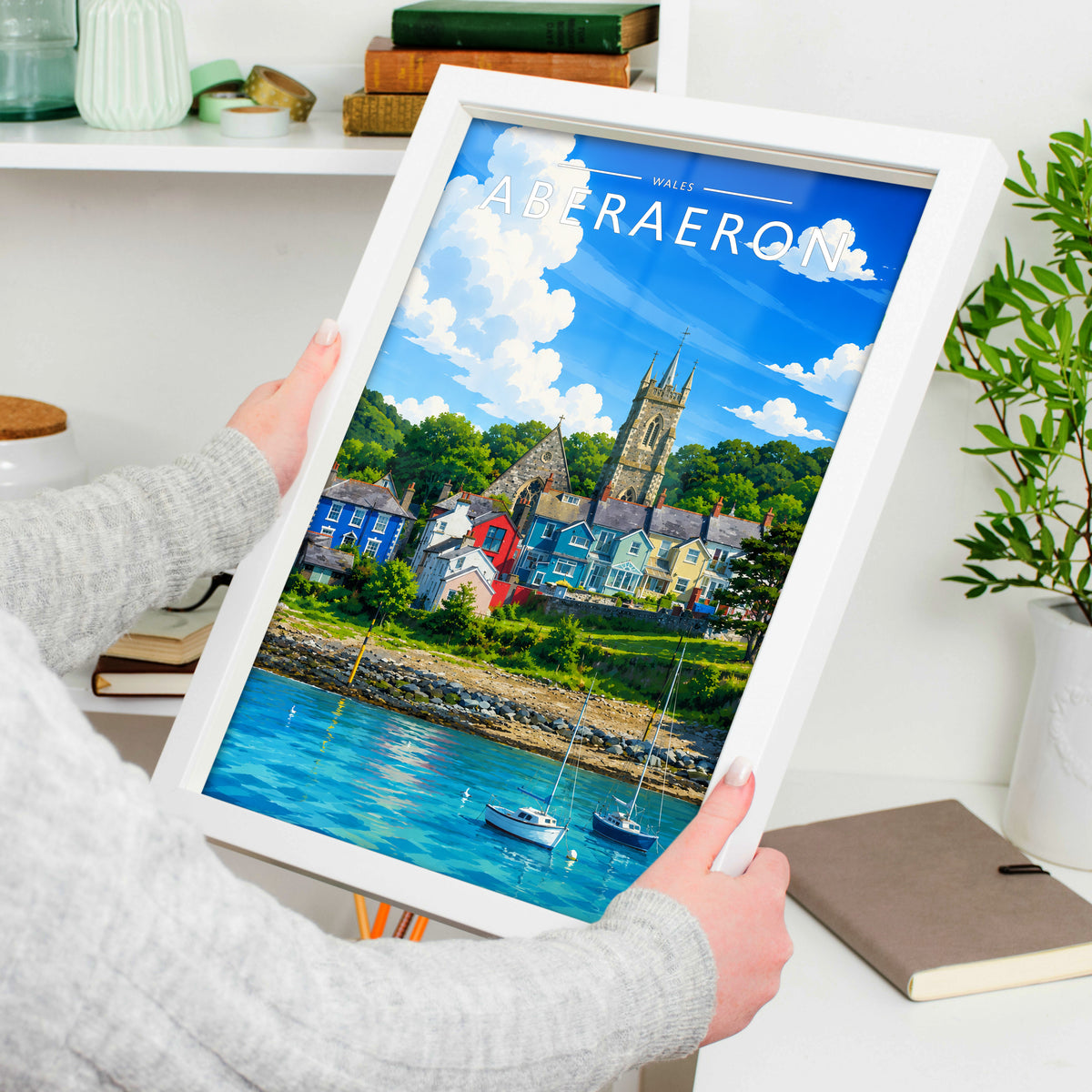 Aberaeron #3 Travel Poster held in a white frame