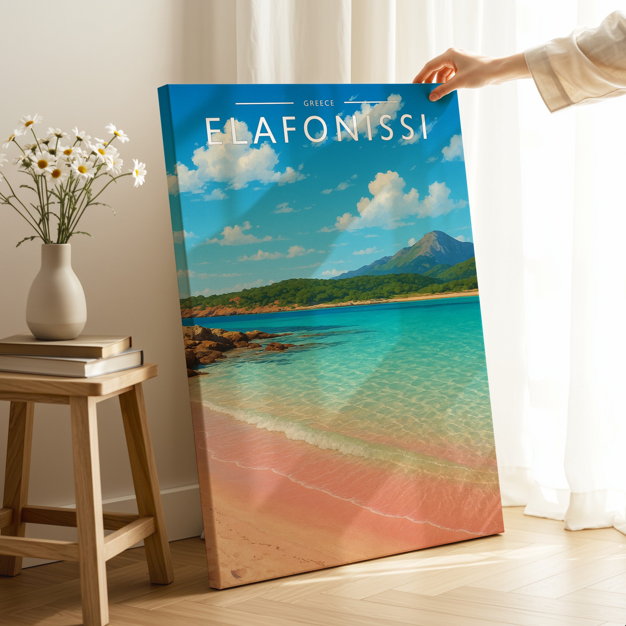 Elafonissi Travel Poster as a gallery-wrapped canvas