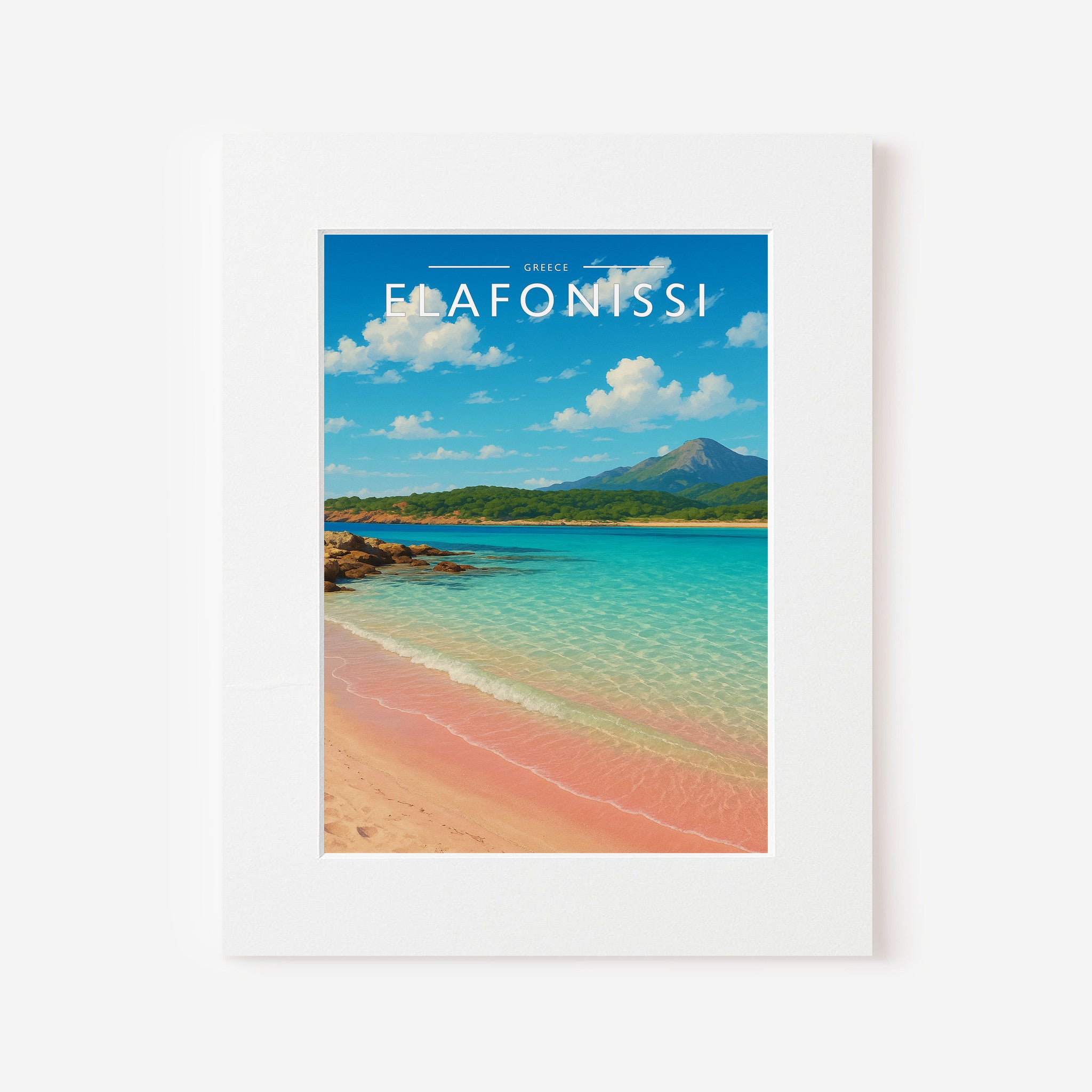 Elafonissi Travel Poster in a white mount