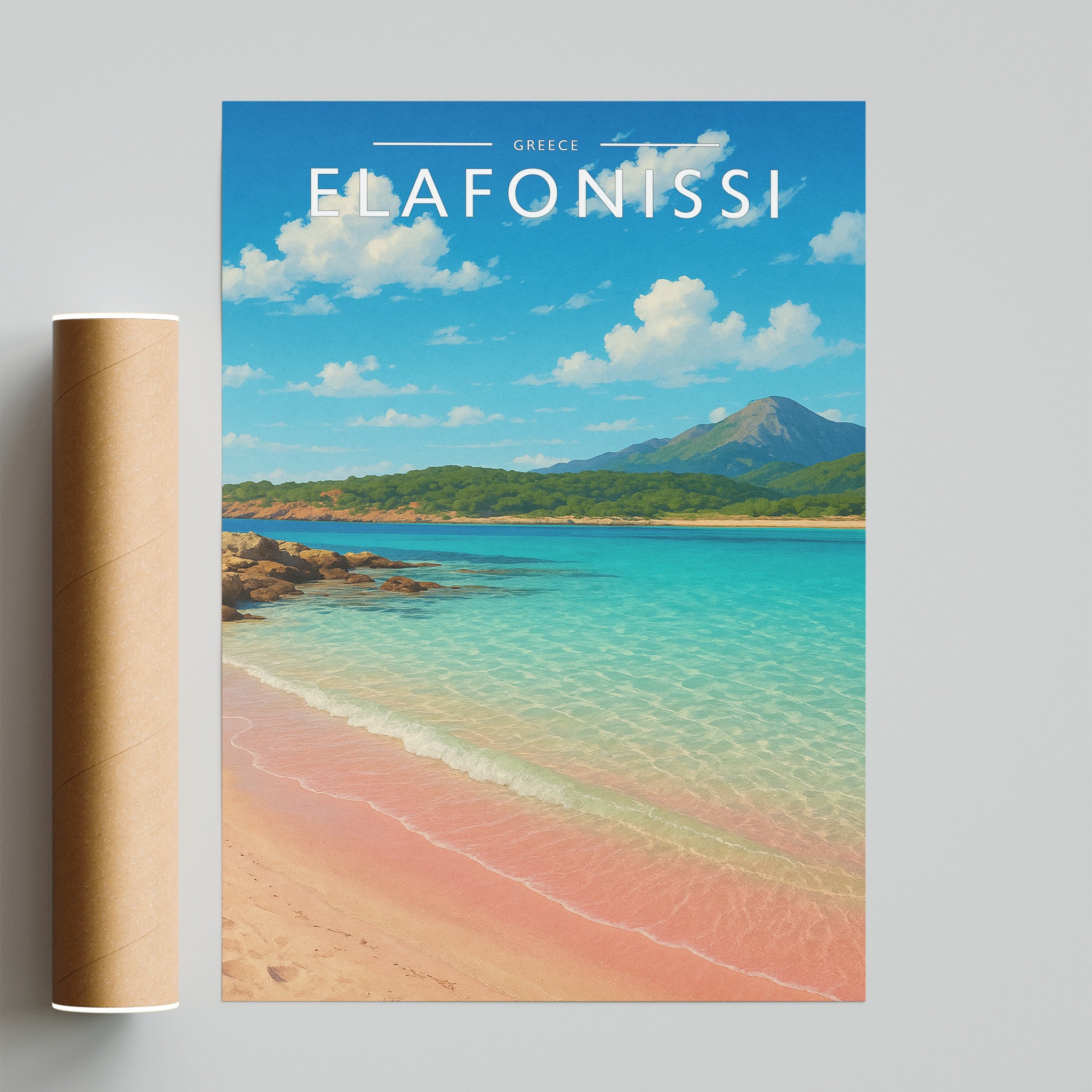 Elafonissi Travel Poster - fine art print with shipping tube