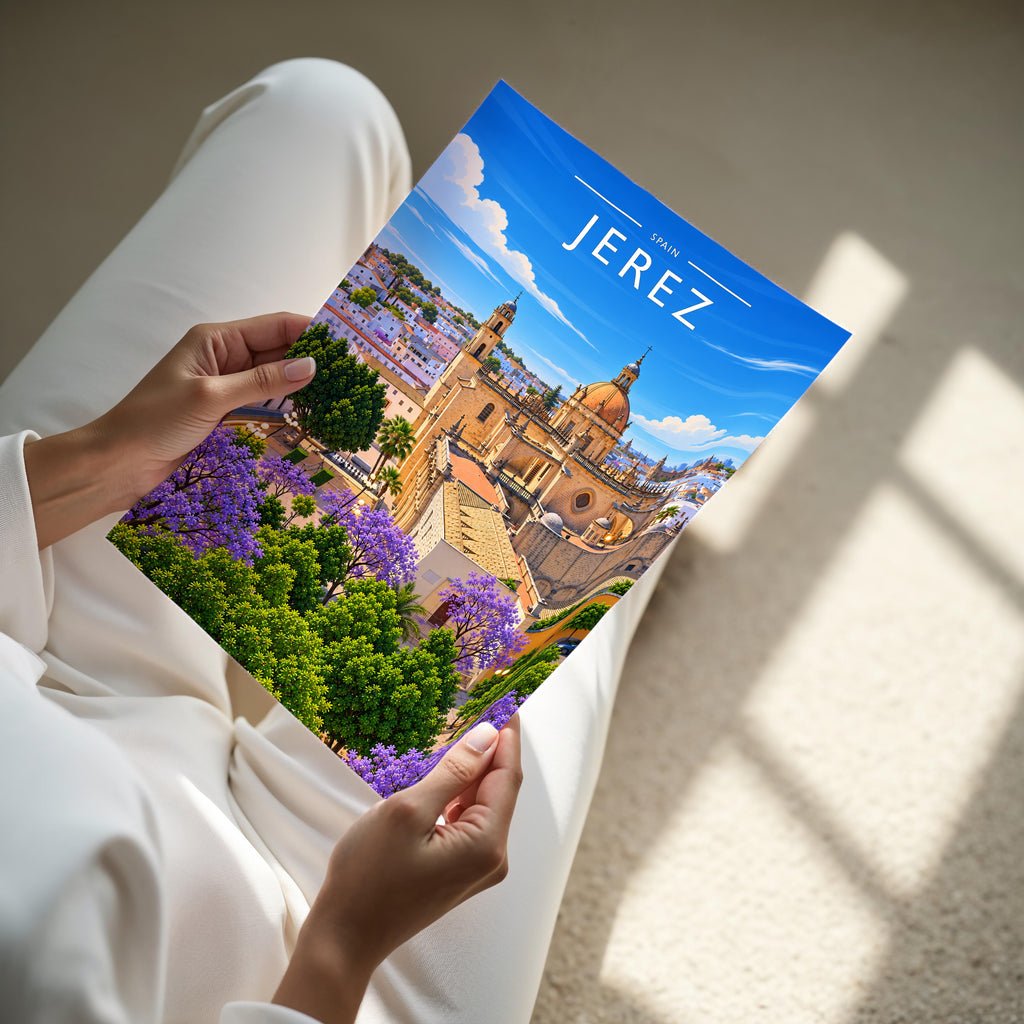 Jerez #4 Travel Poster - A4 print held in hand