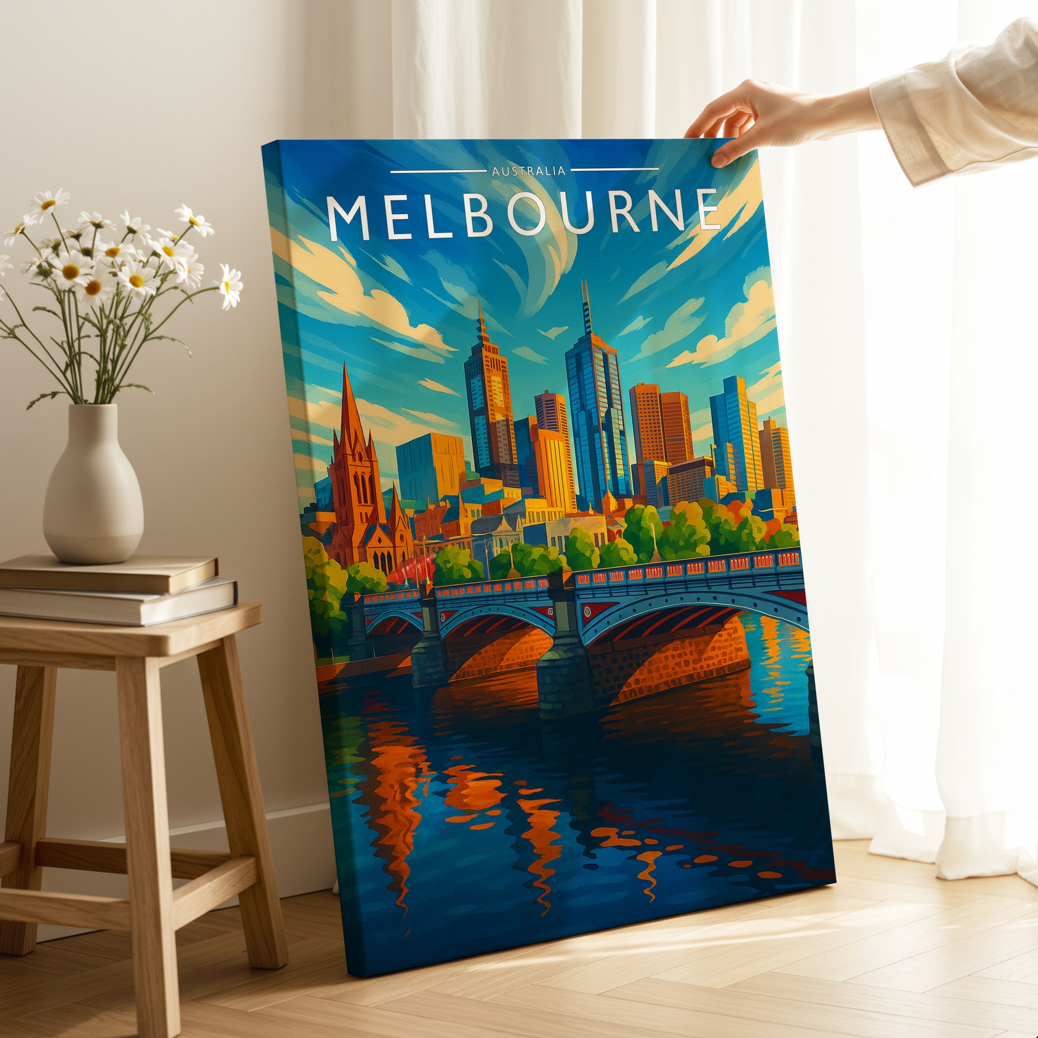 Melbourne Travel Poster as a gallery-wrapped canvas