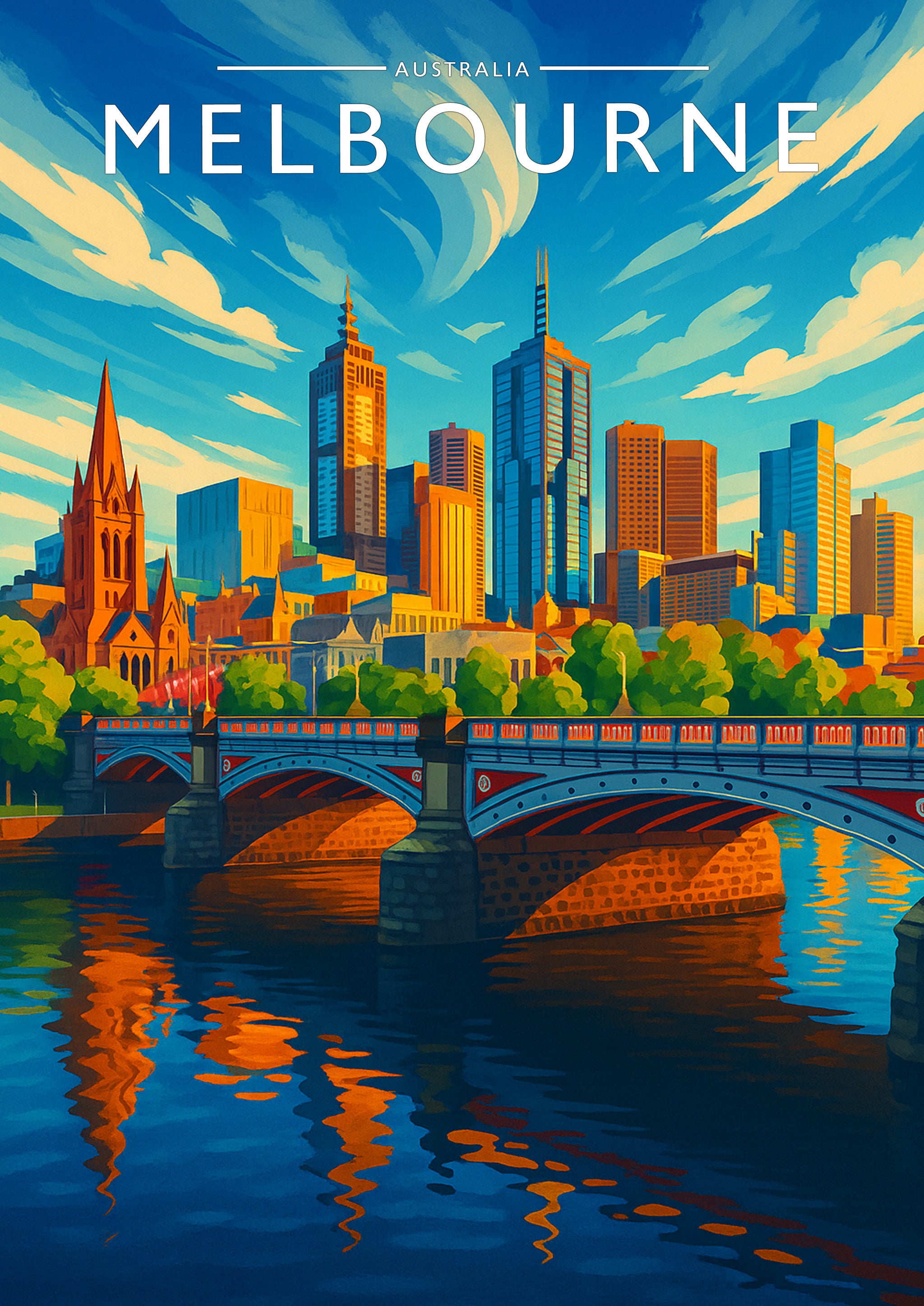 Melbourne Travel Poster - A4 travel poster print