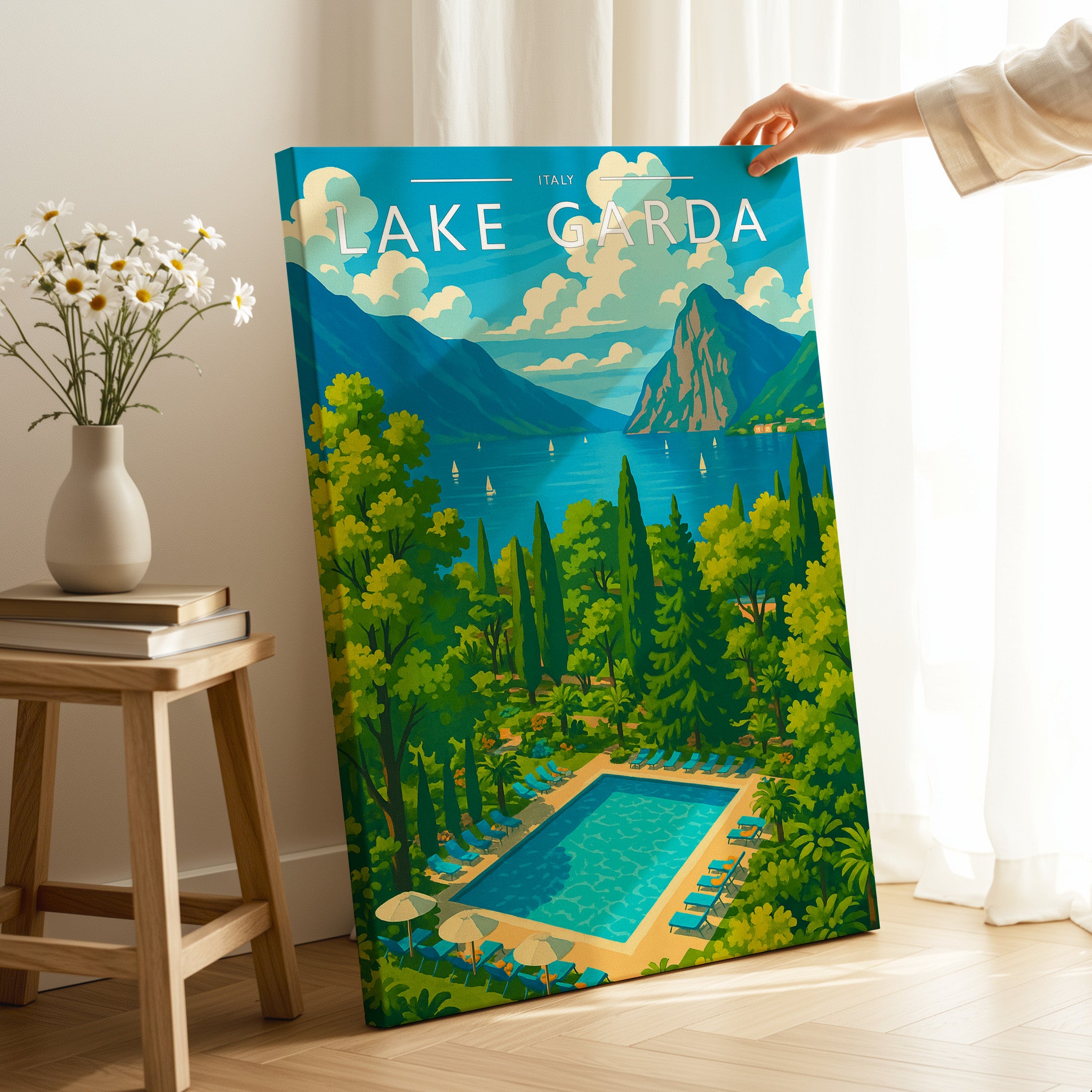 Lake Garda #2 Travel Poster as a gallery-wrapped canvas