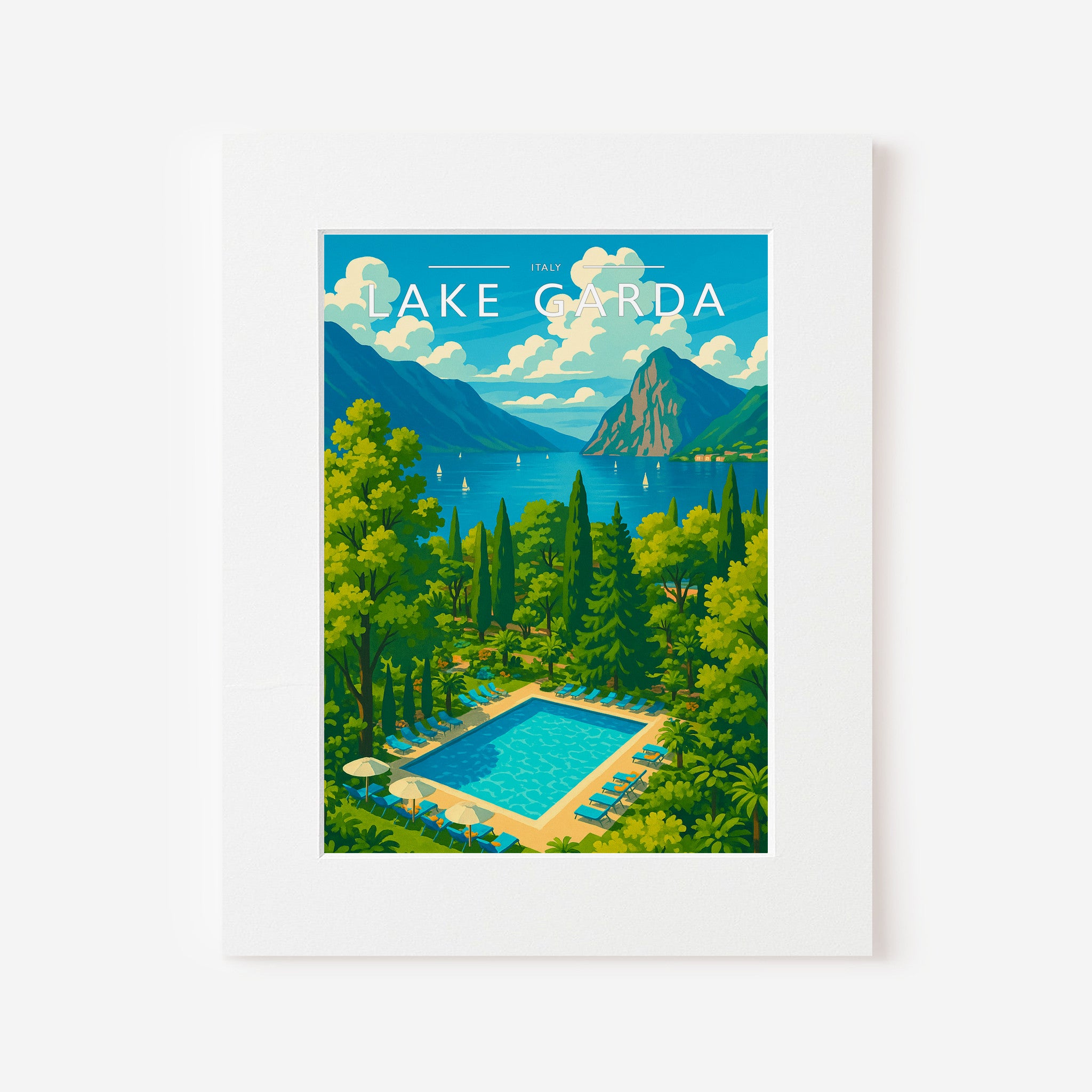 Lake Garda #2 Travel Poster in a white mount