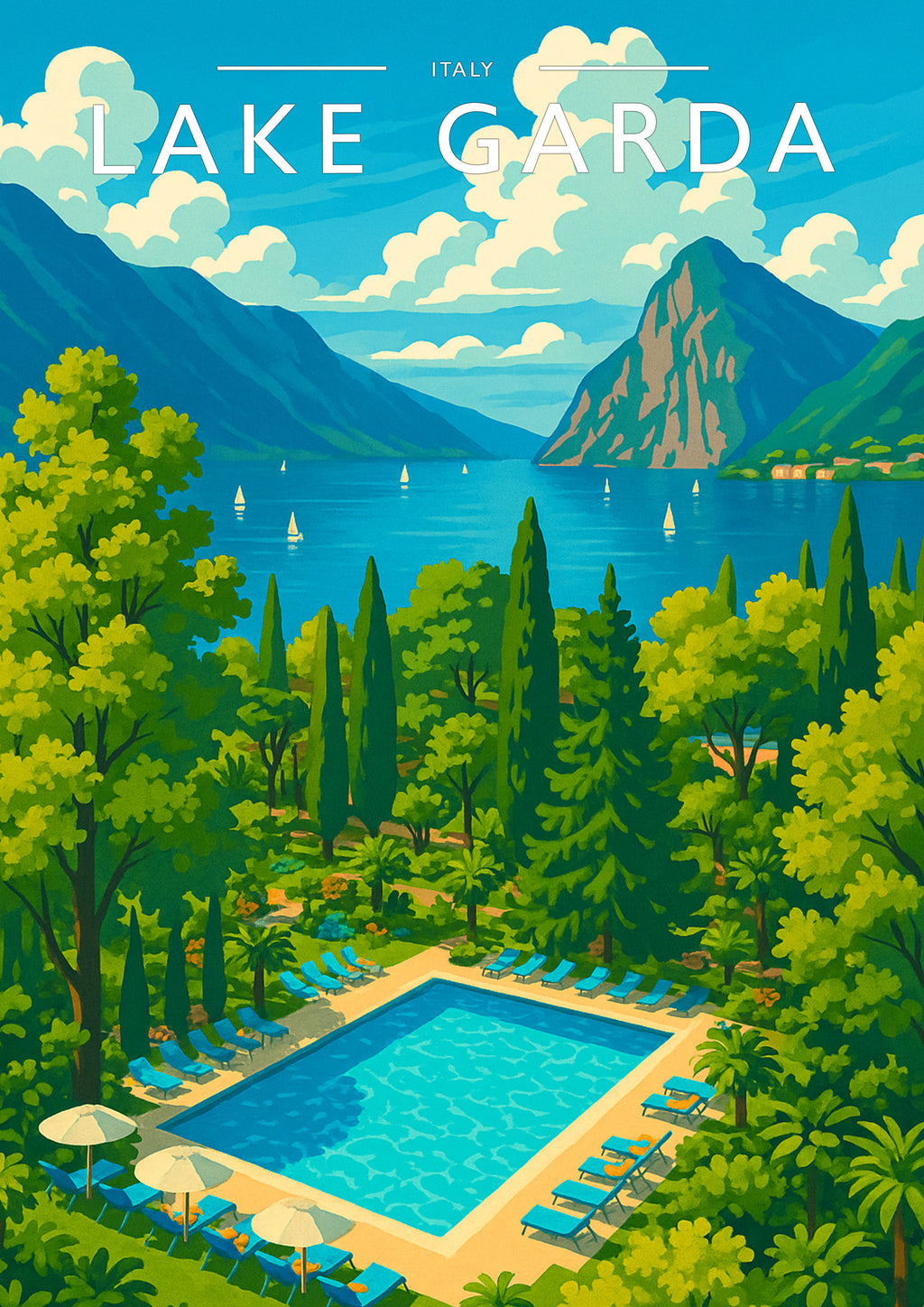 Lake Garda #2 Travel Poster - A4 travel poster print