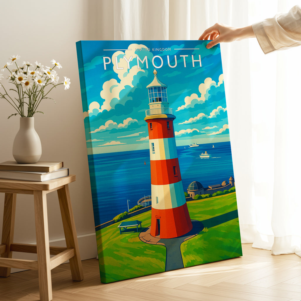 Plymouth Travel Poster as a gallery-wrapped canvas