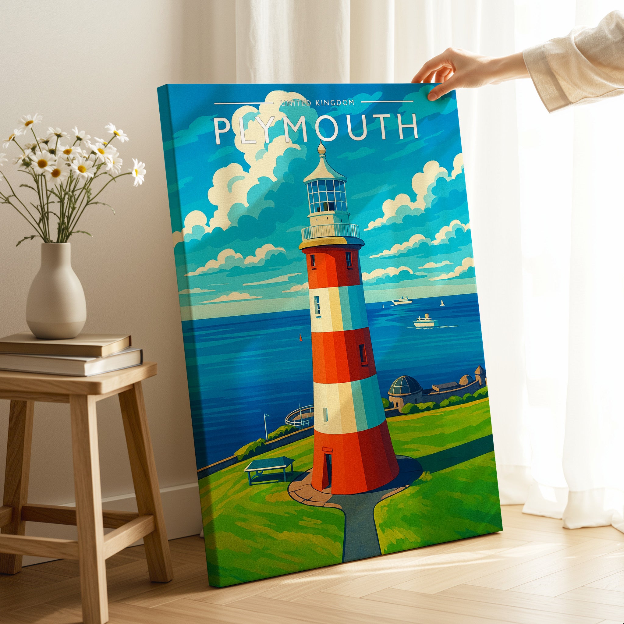 Plymouth Travel Poster as a gallery-wrapped canvas