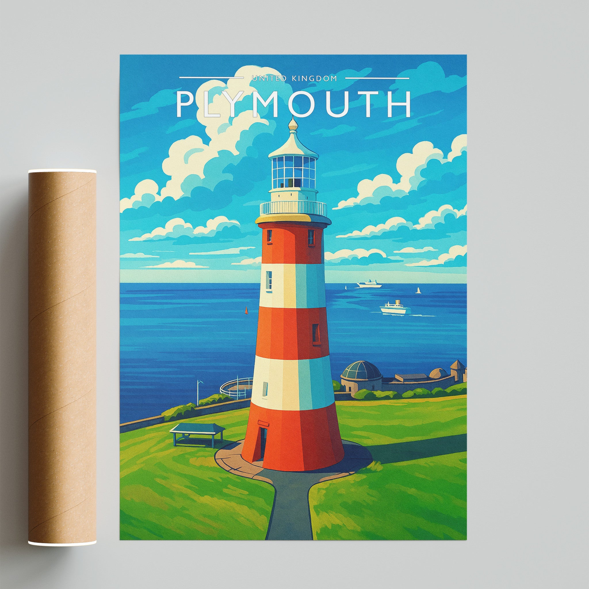 Plymouth Travel Poster - fine art print with shipping tube