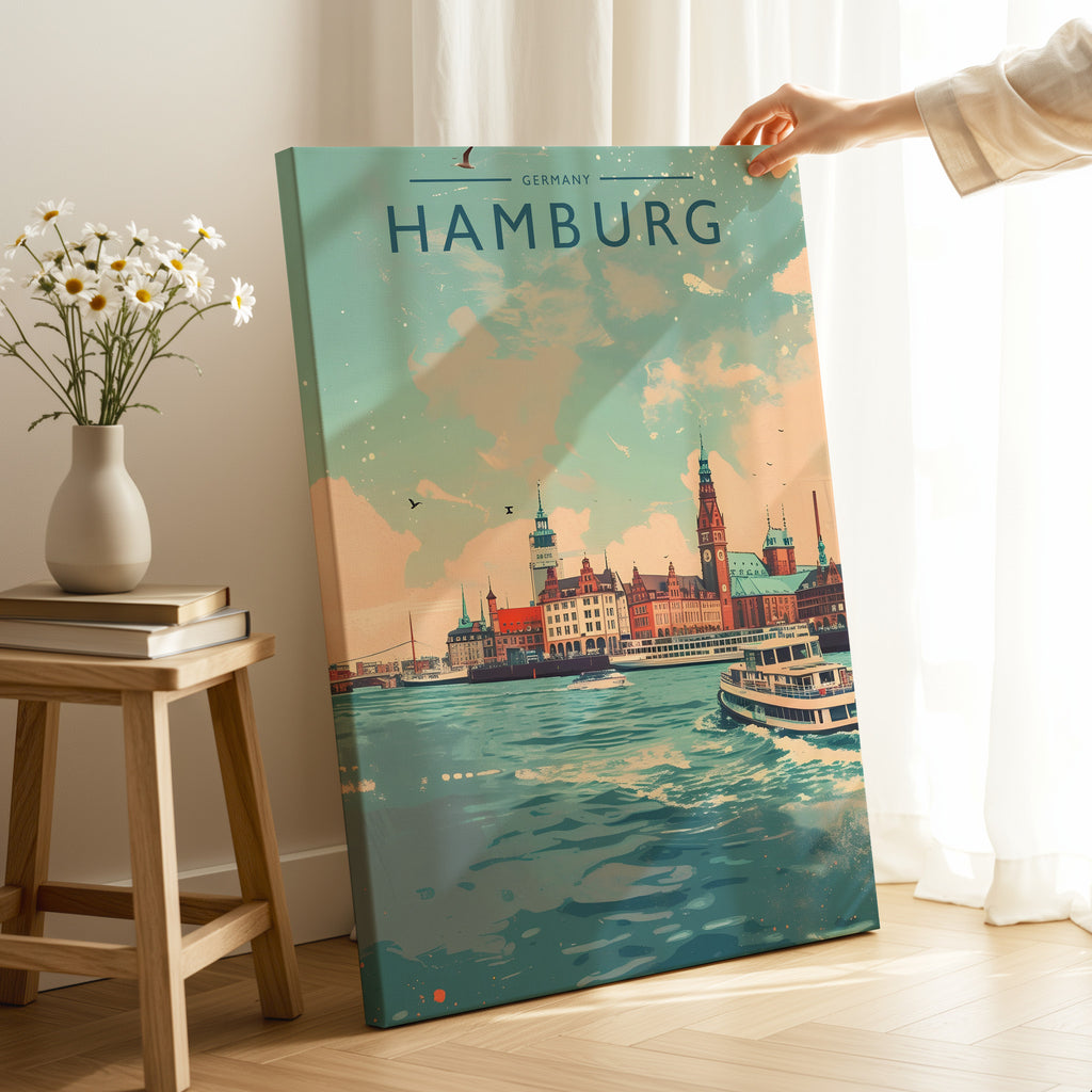 Hamburg Travel Poster as a gallery-wrapped canvas