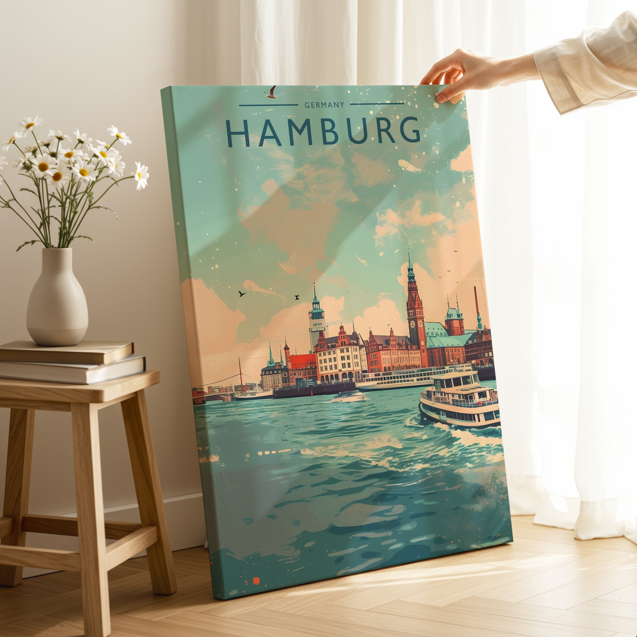 Hamburg Travel Poster as a gallery-wrapped canvas