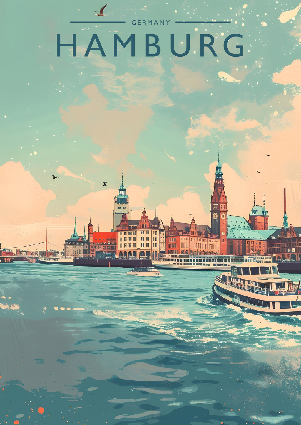 Hamburg Travel Poster - A4 travel poster print