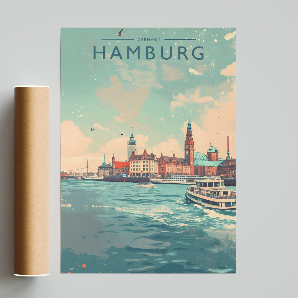 Hamburg Travel Poster - fine art print with shipping tube