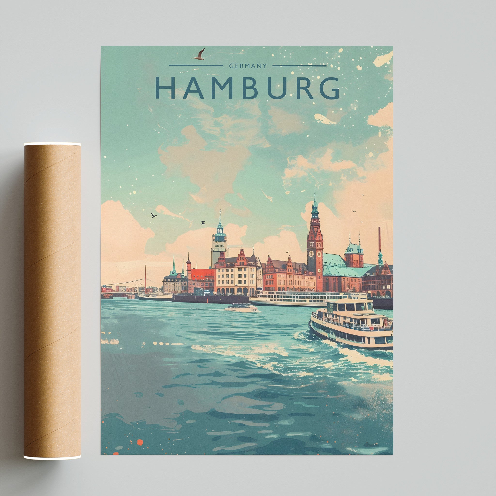 Hamburg Travel Poster - fine art print with shipping tube