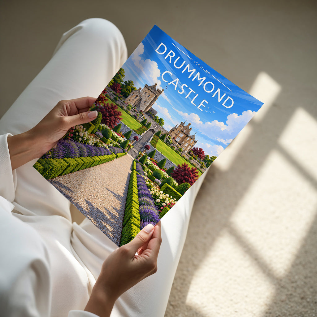 Drummond Castle #2 Travel Poster - A4 print in hand