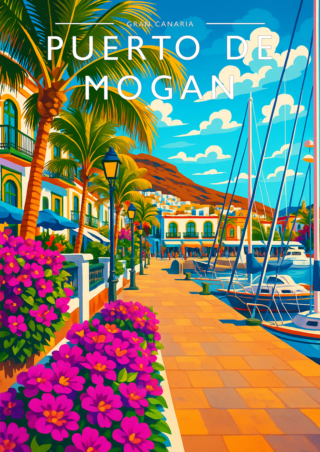 Puerto de Mogan Travel Poster - A4 travel poster print
