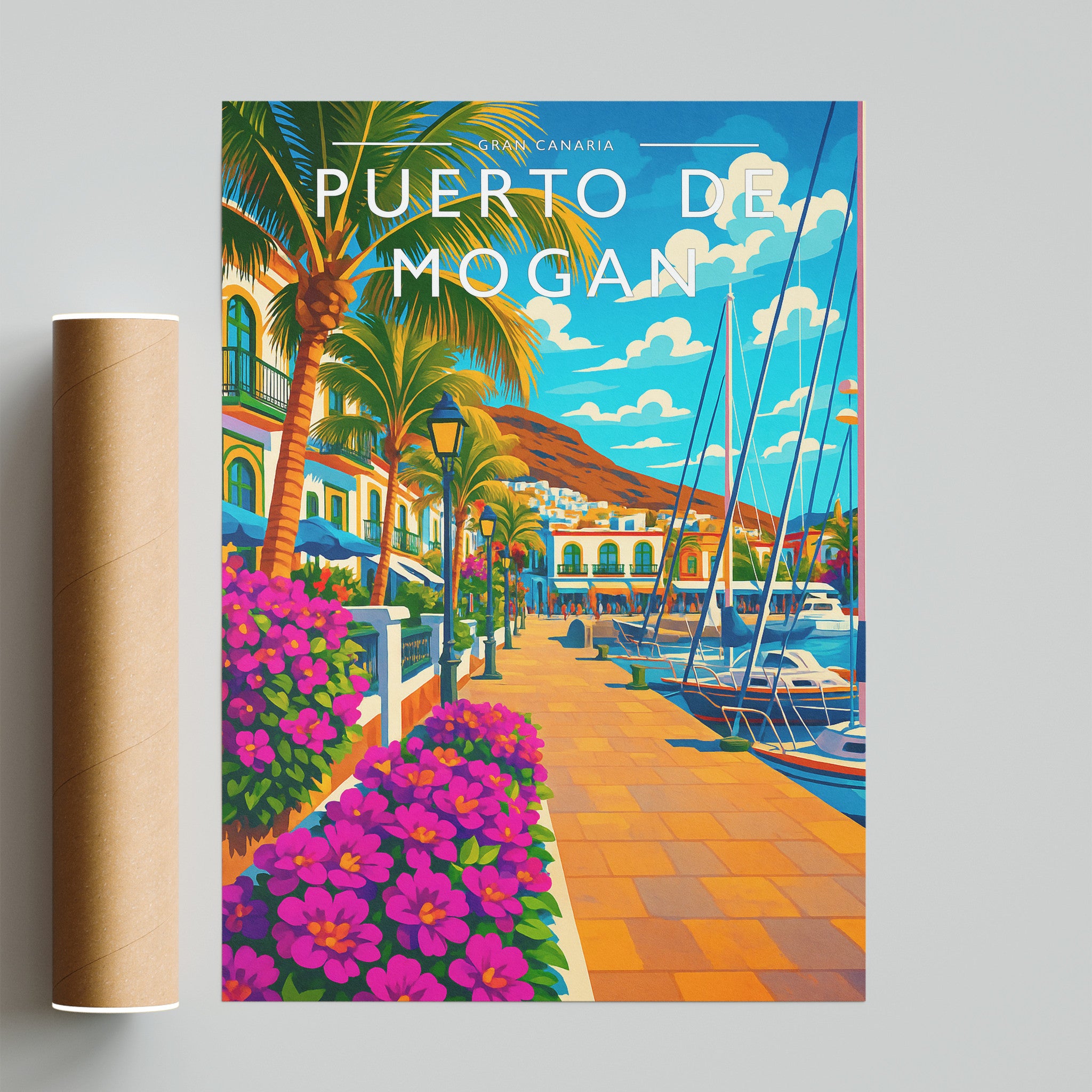 Puerto de Mogan Travel Poster - fine art print with shipping tube