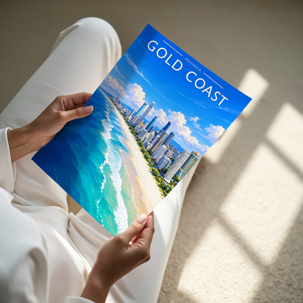 Gold Coast #2 Travel Poster - A4 print in hand