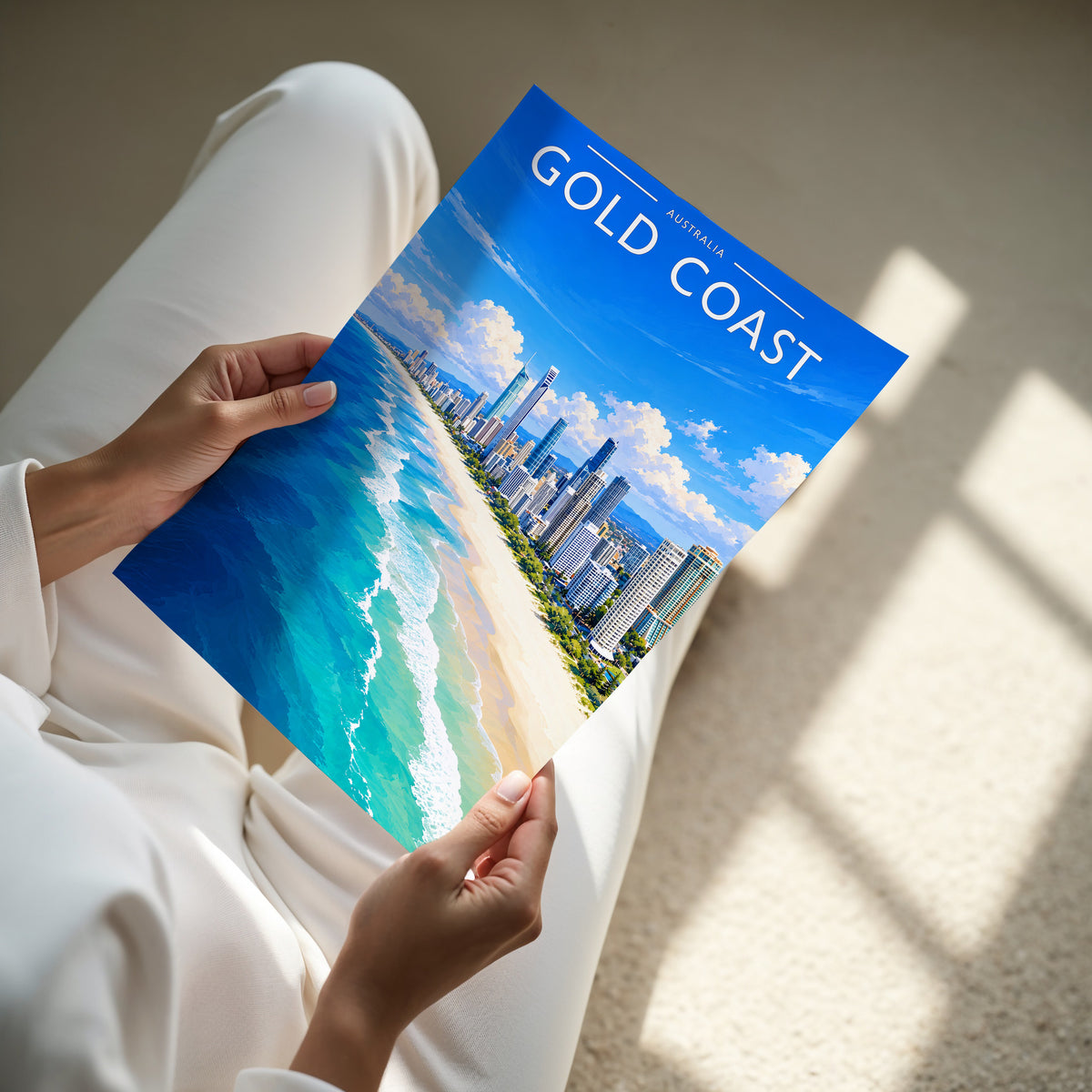 Gold Coast #2 Travel Poster - A4 print in hand