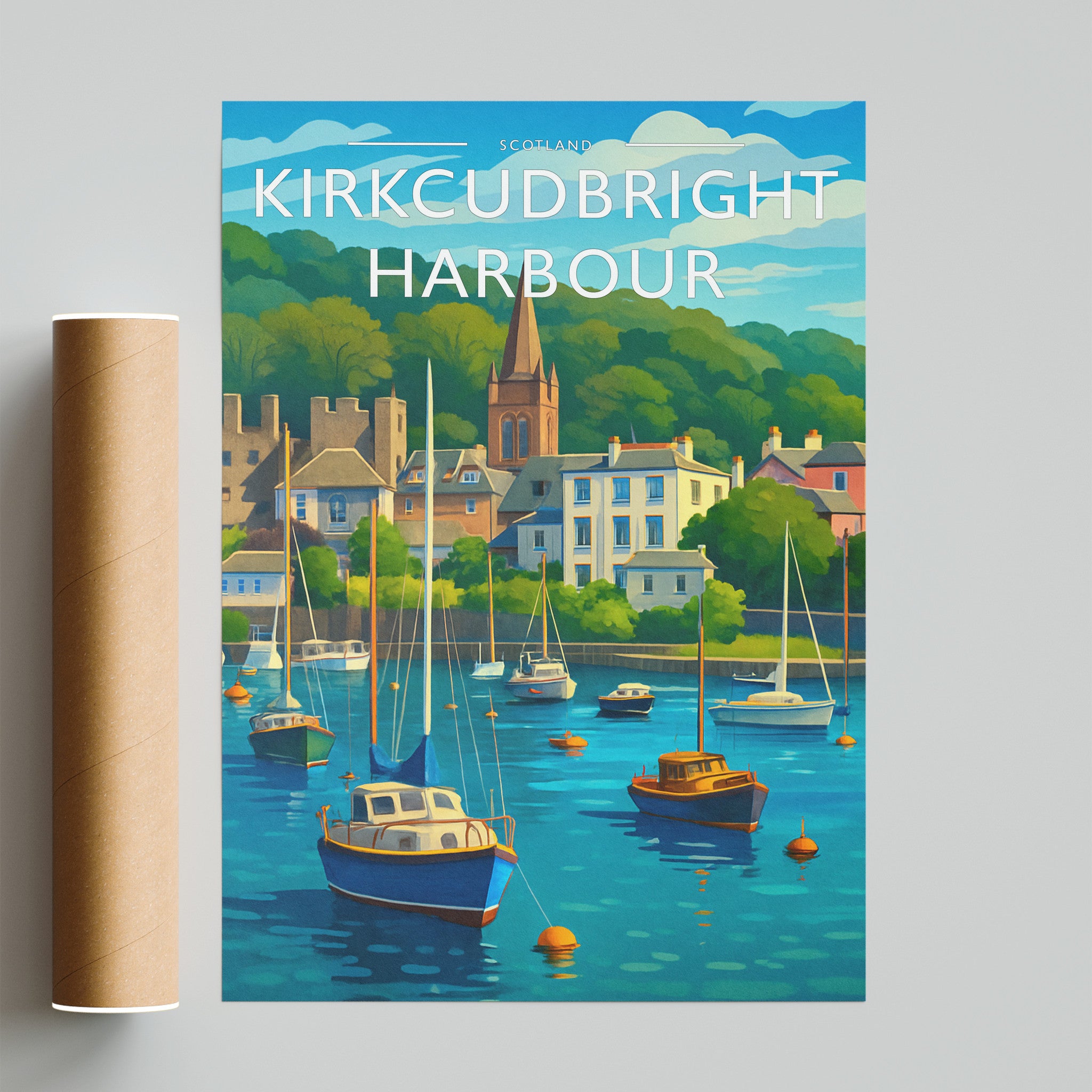 Kirkcudbright Harbour Travel Poster - fine art print with shipping tube