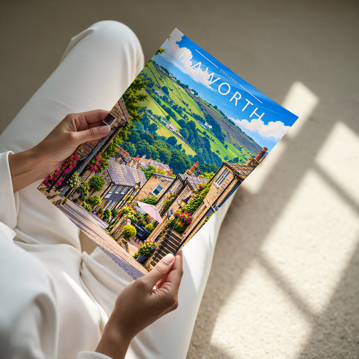 Haworth Travel Poster - A4 print in hand