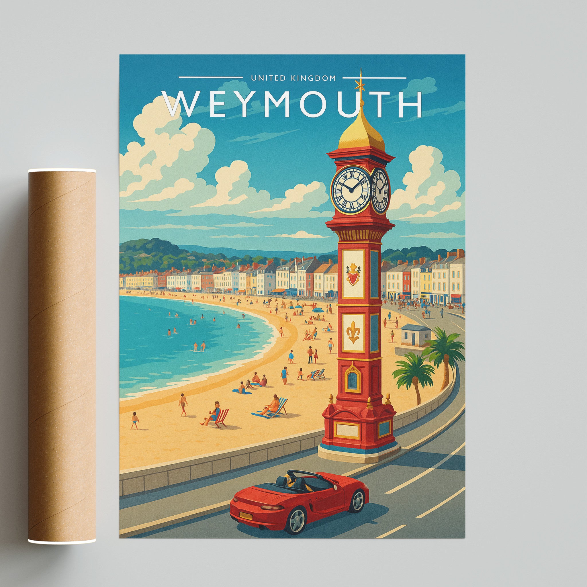 Weymouth Travel Poster - fine art print with shipping tube