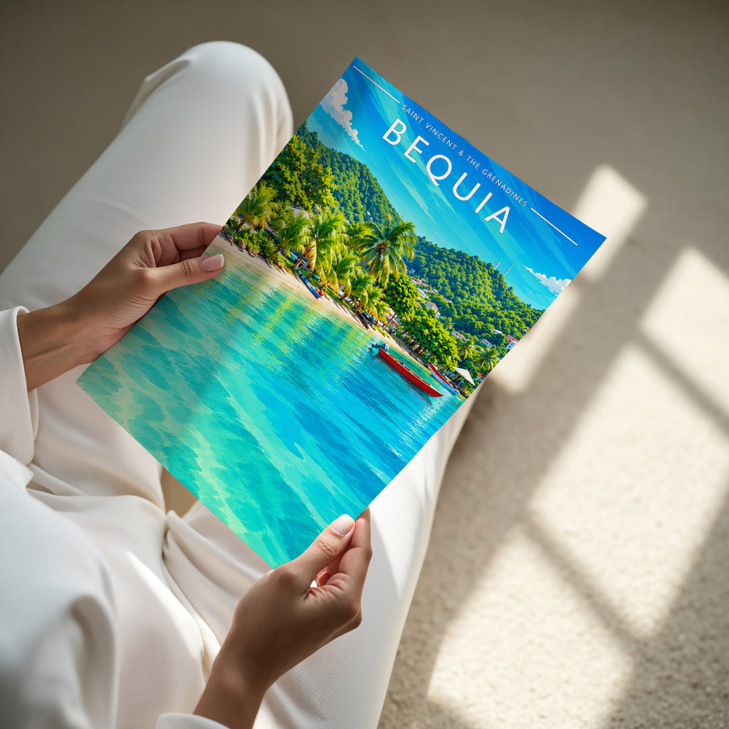 Bequia #3 Travel Poster - A4 print in hand