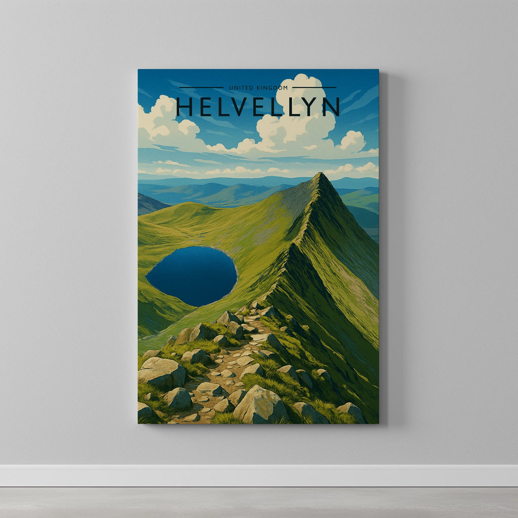 Helvellyn Travel Poster as a gallery-wrapped canvas on a plain wall