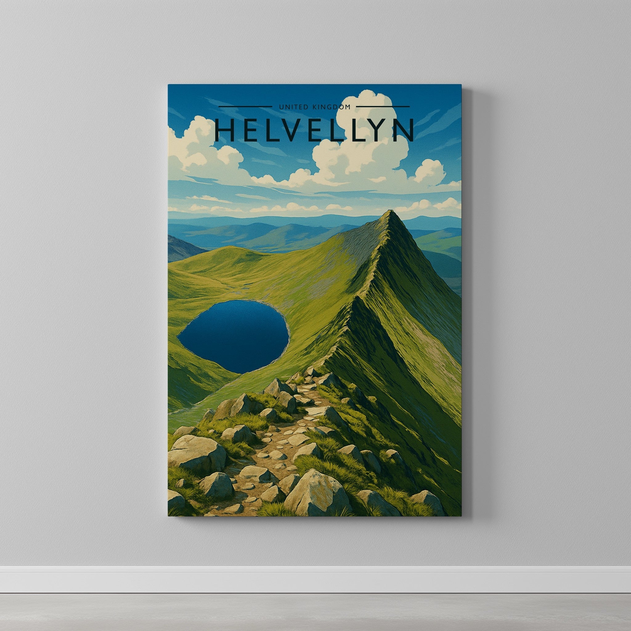 Helvellyn Travel Poster as a gallery-wrapped canvas on a plain wall