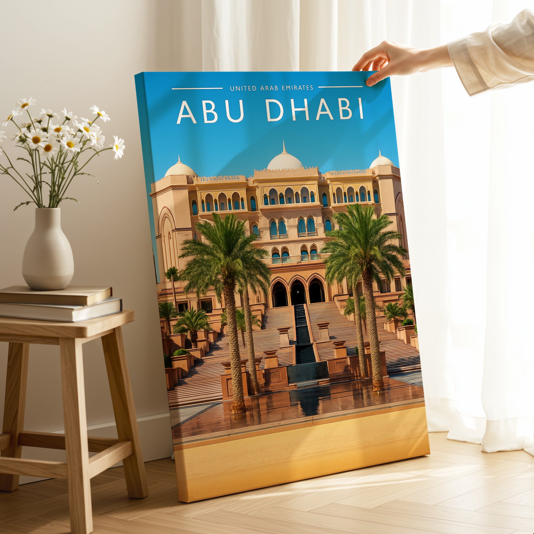 Abu Dhabi Travel Poster as a gallery-wrapped canvas