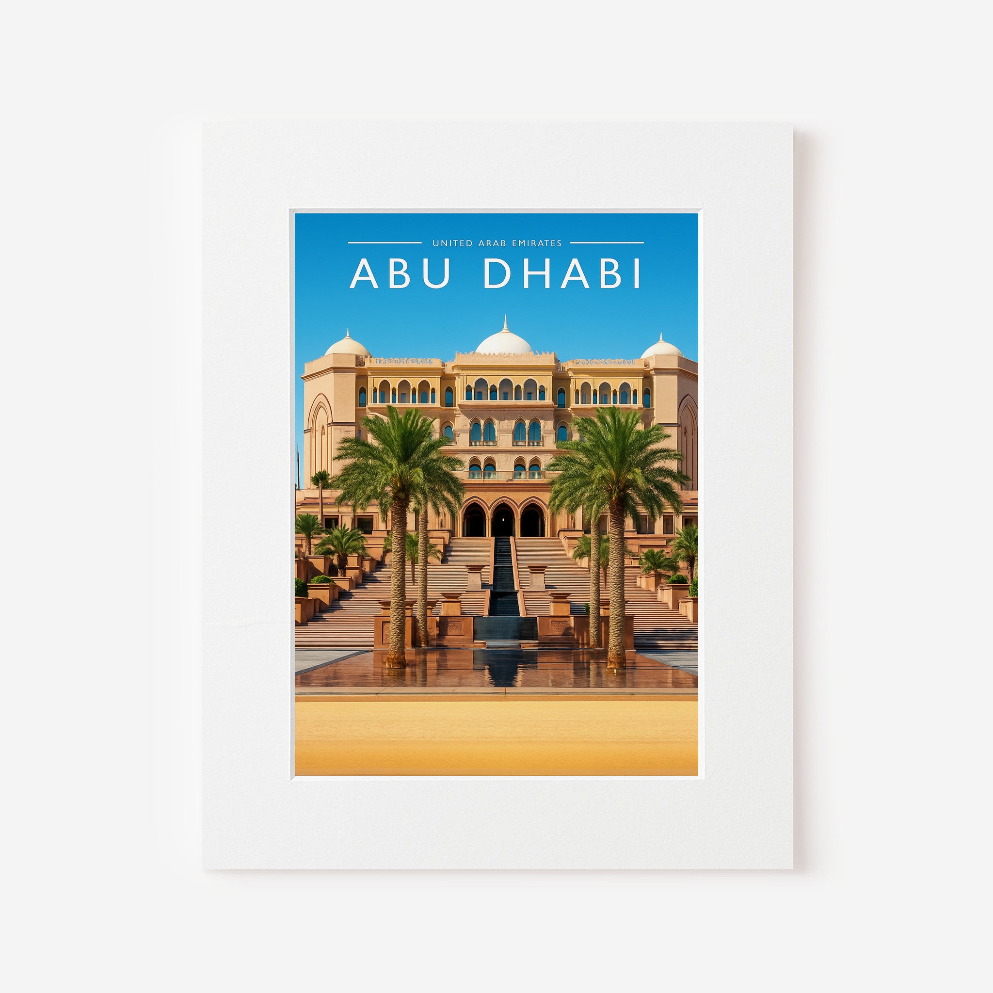 Abu Dhabi Travel Poster in a white mount