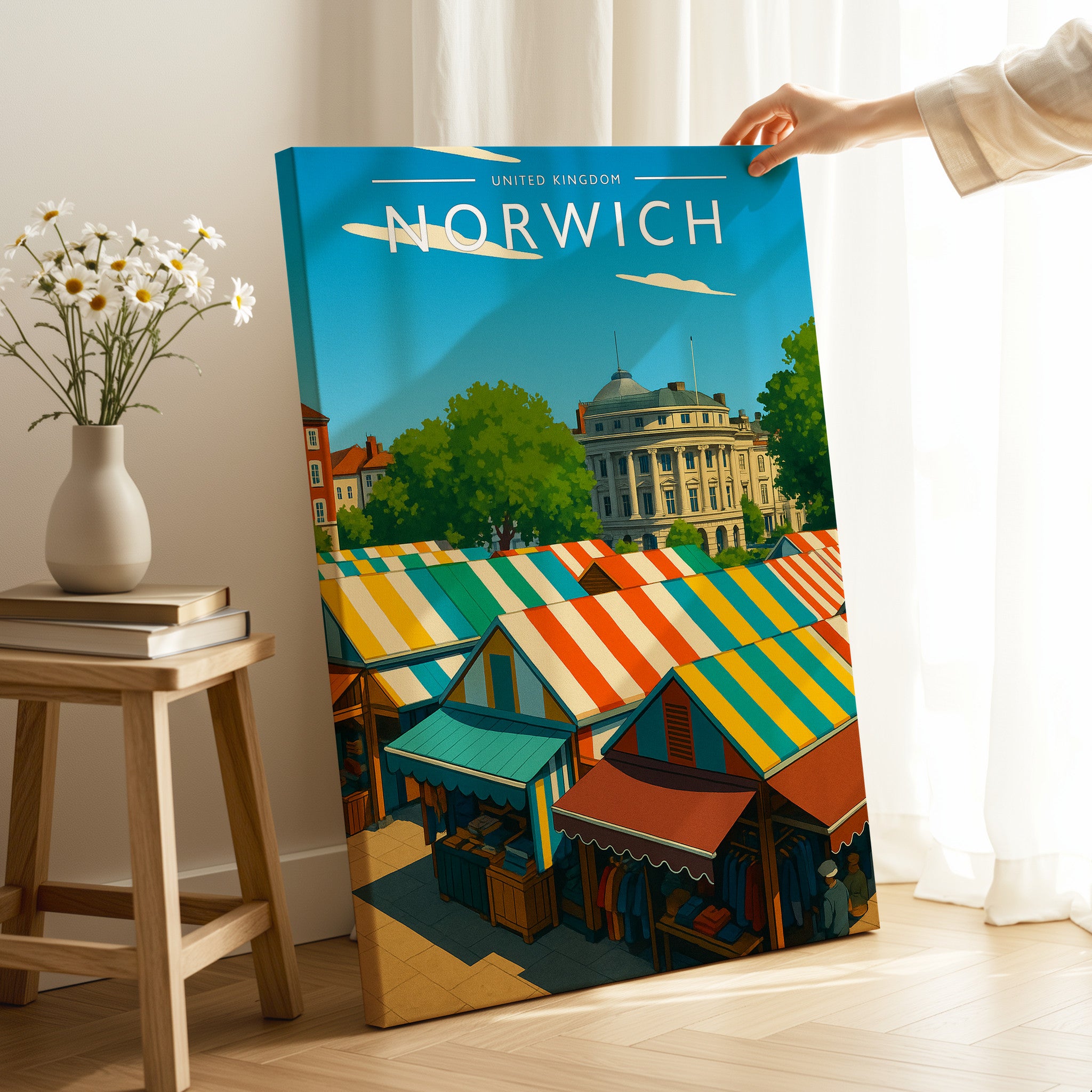 Norwich Travel Poster as a gallery-wrapped canvas