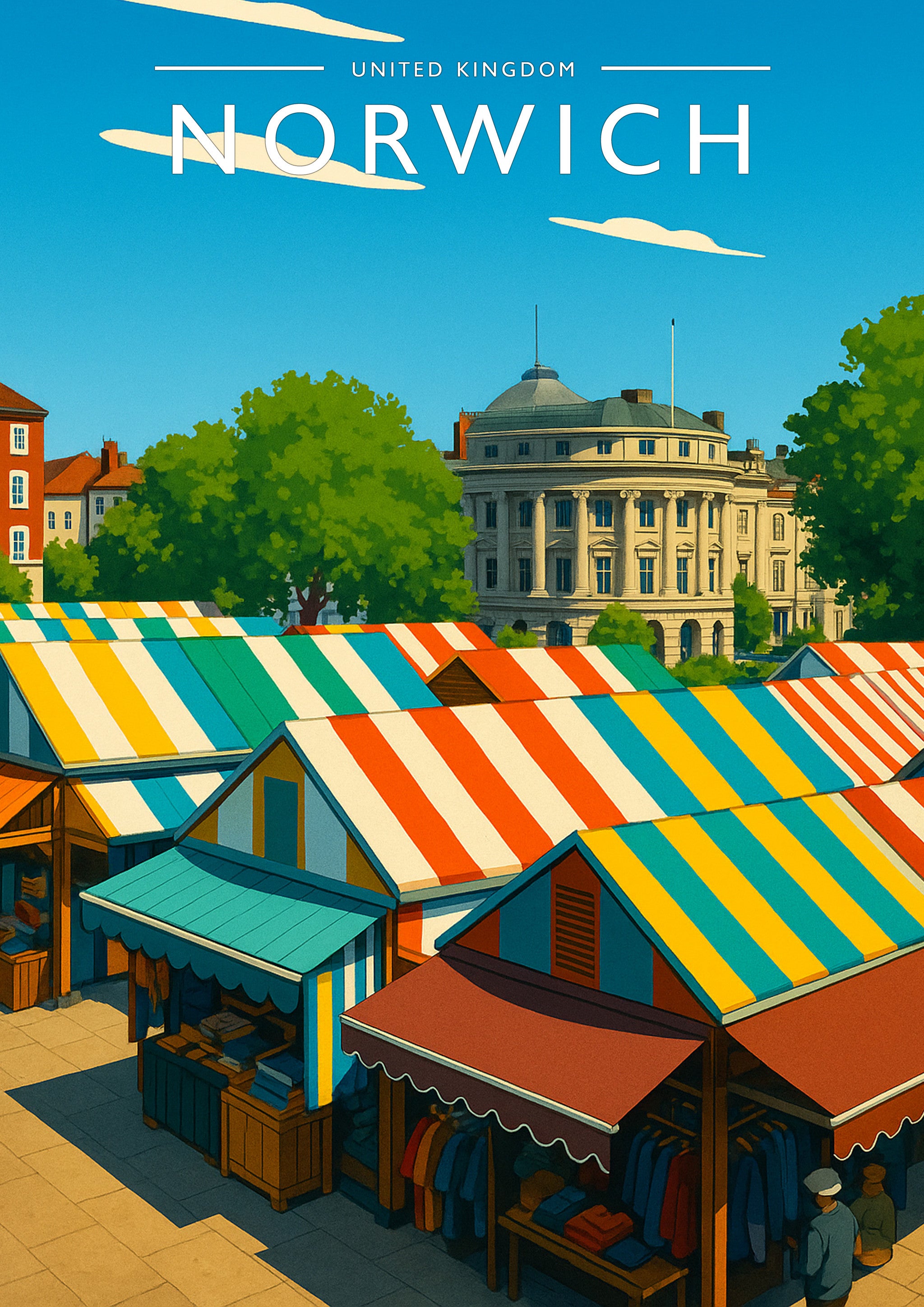Norwich Travel Poster - A4 travel poster print