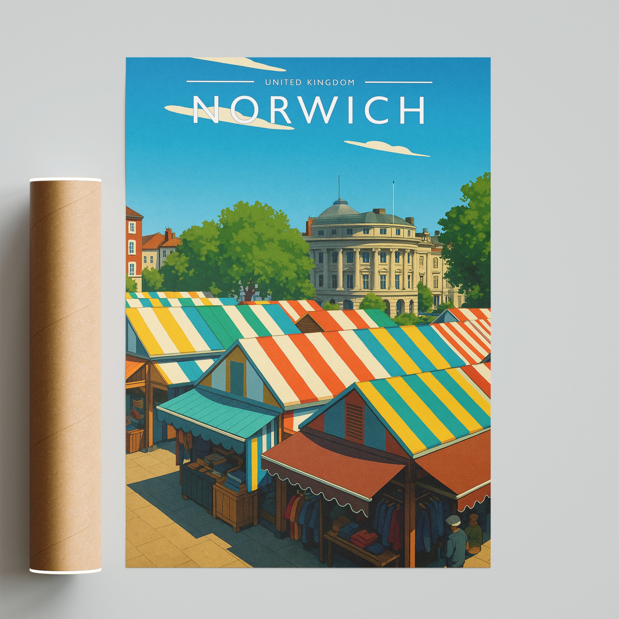 Norwich Travel Poster - fine art print with shipping tube