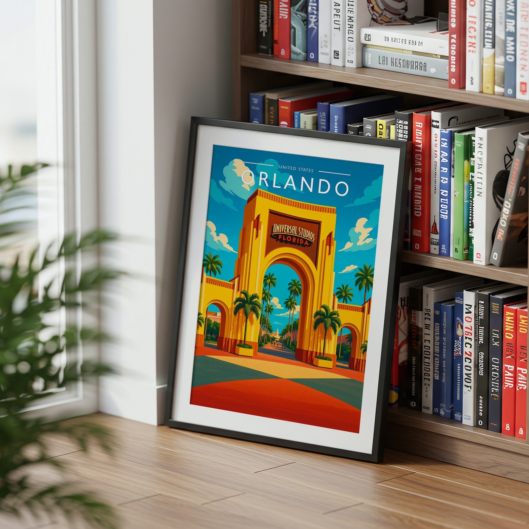 Orlando Travel Poster mounted in a black frame