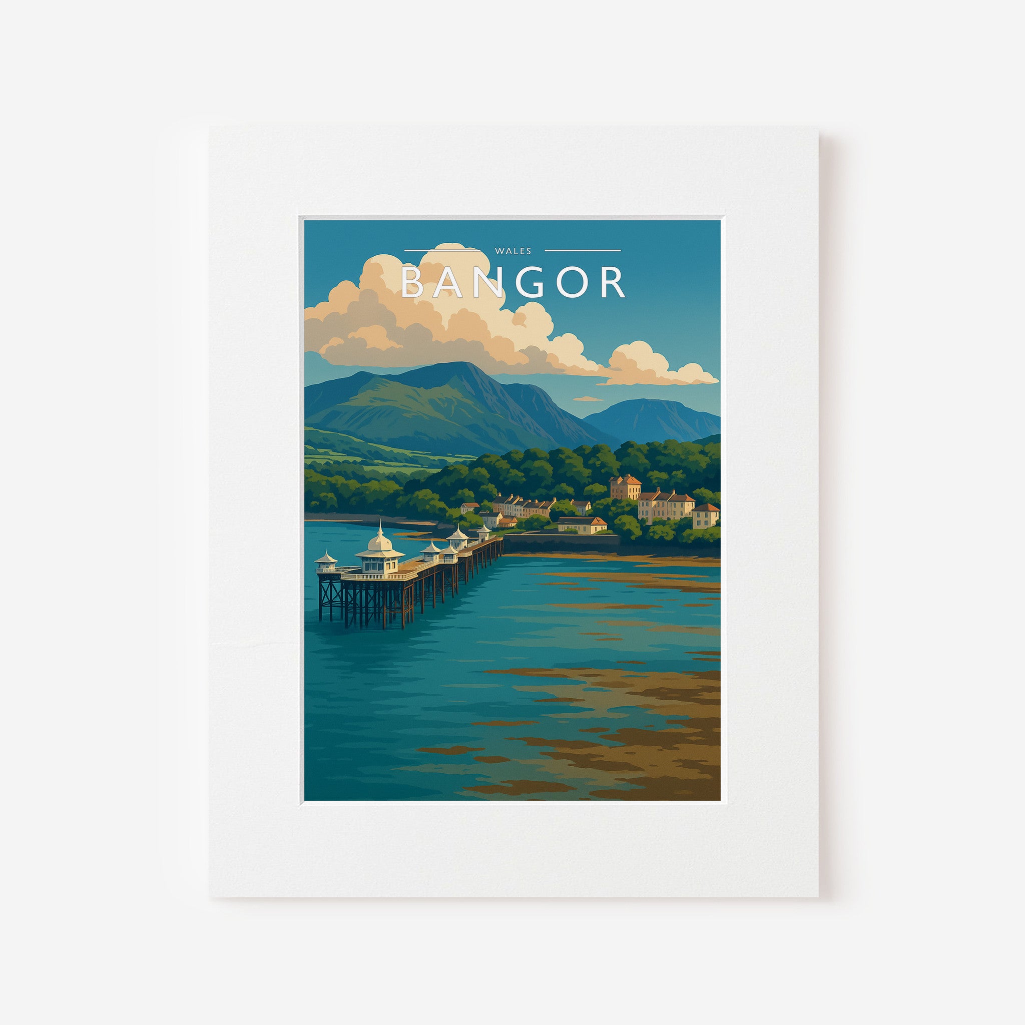 Bangor Travel Poster in a white mount