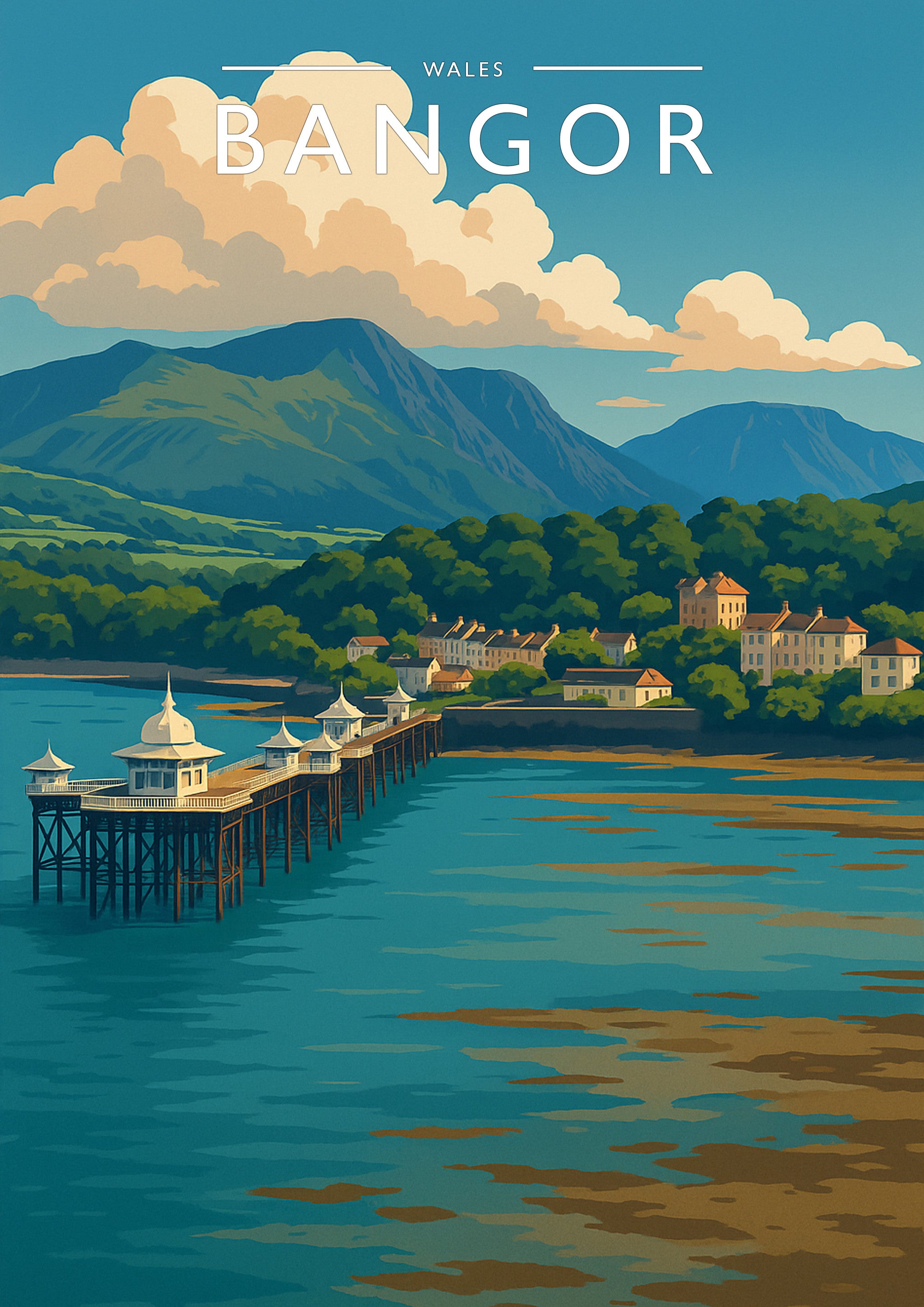 Bangor Travel Poster - A4 travel poster print