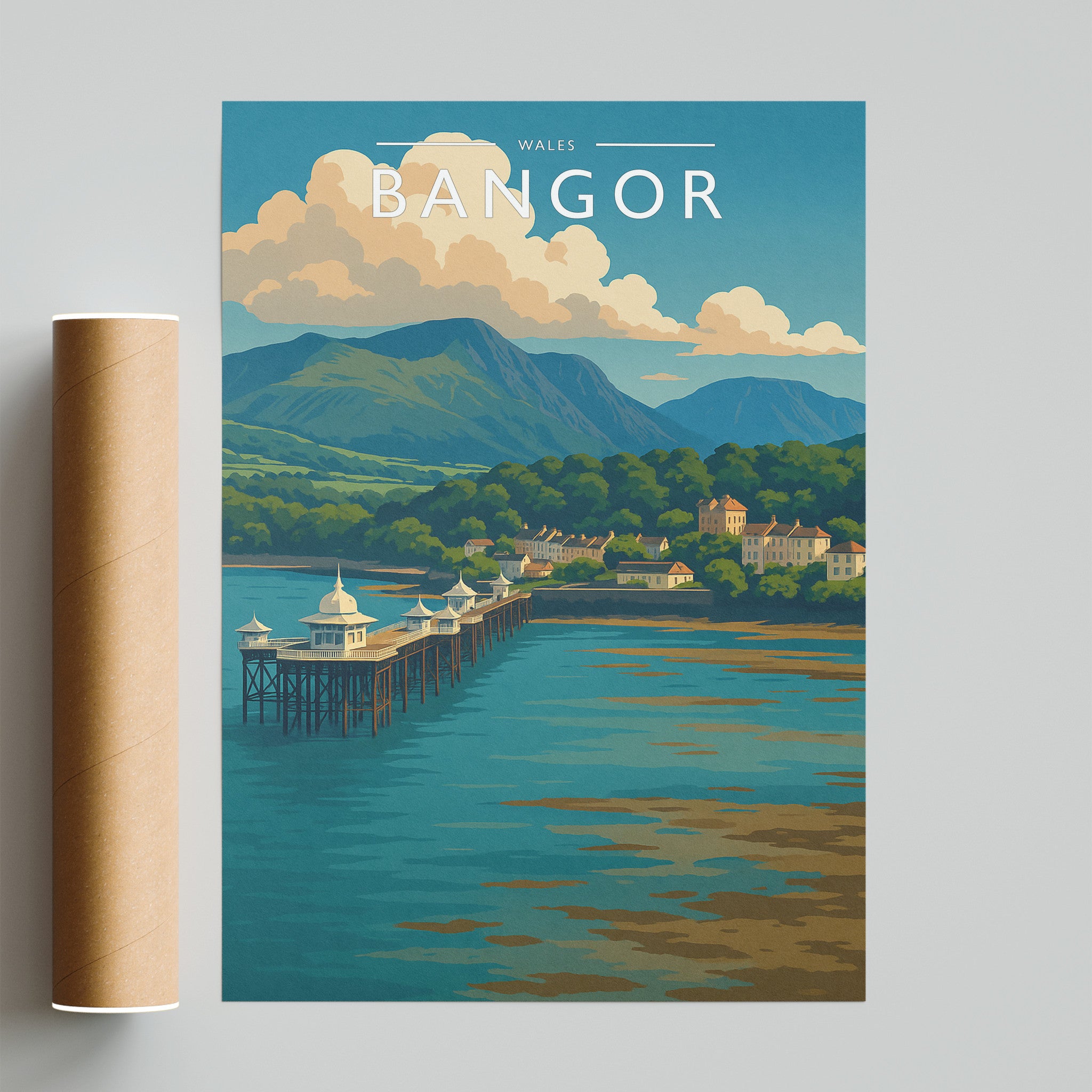 Bangor Travel Poster - fine art print with shipping tube