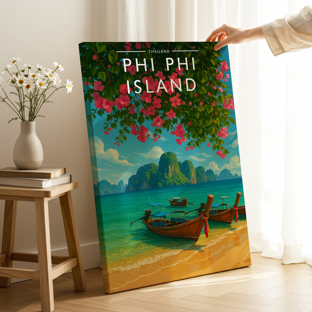Phi Phi Island Travel Poster as a gallery-wrapped canvas