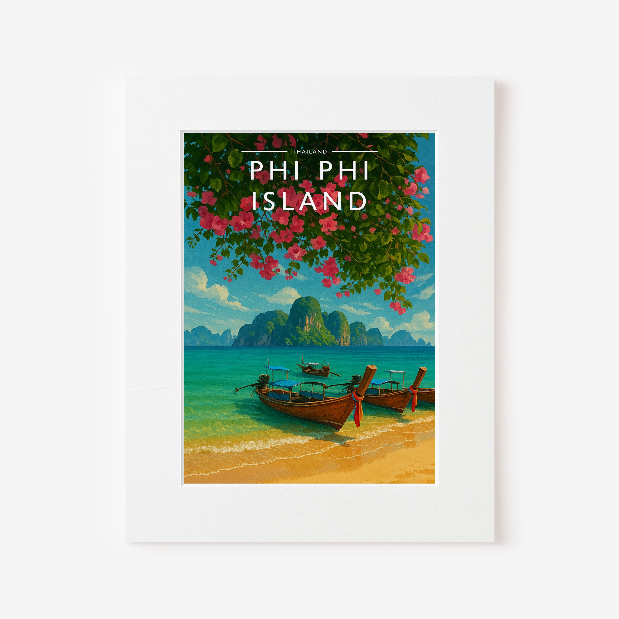 Phi Phi Island Travel Poster in a white mount