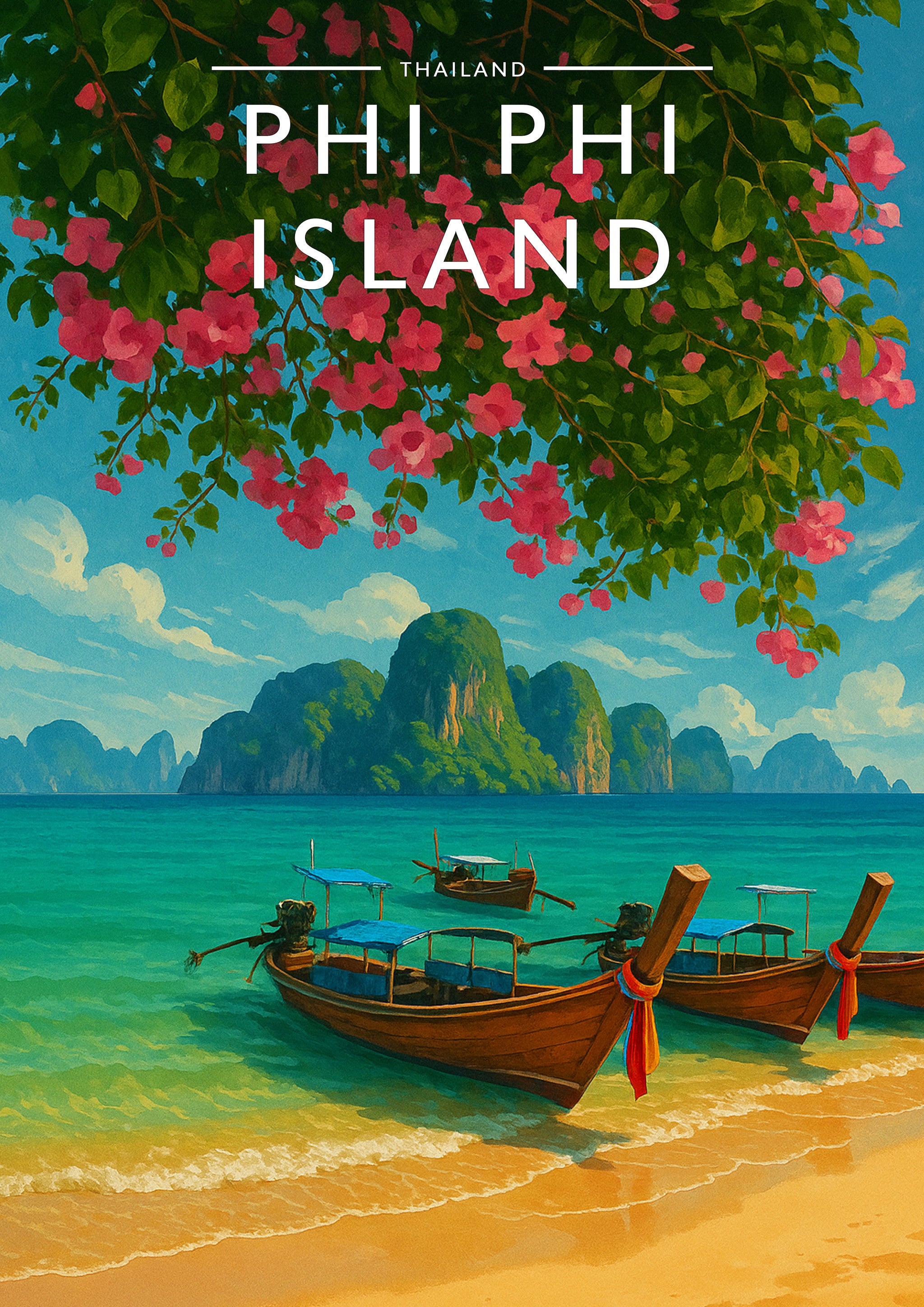 Phi Phi Island Travel Poster - A4 travel poster print