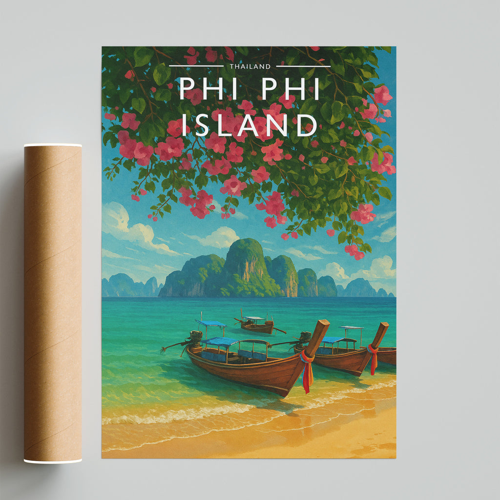 Phi Phi Island Travel Poster - fine art print with shipping tube