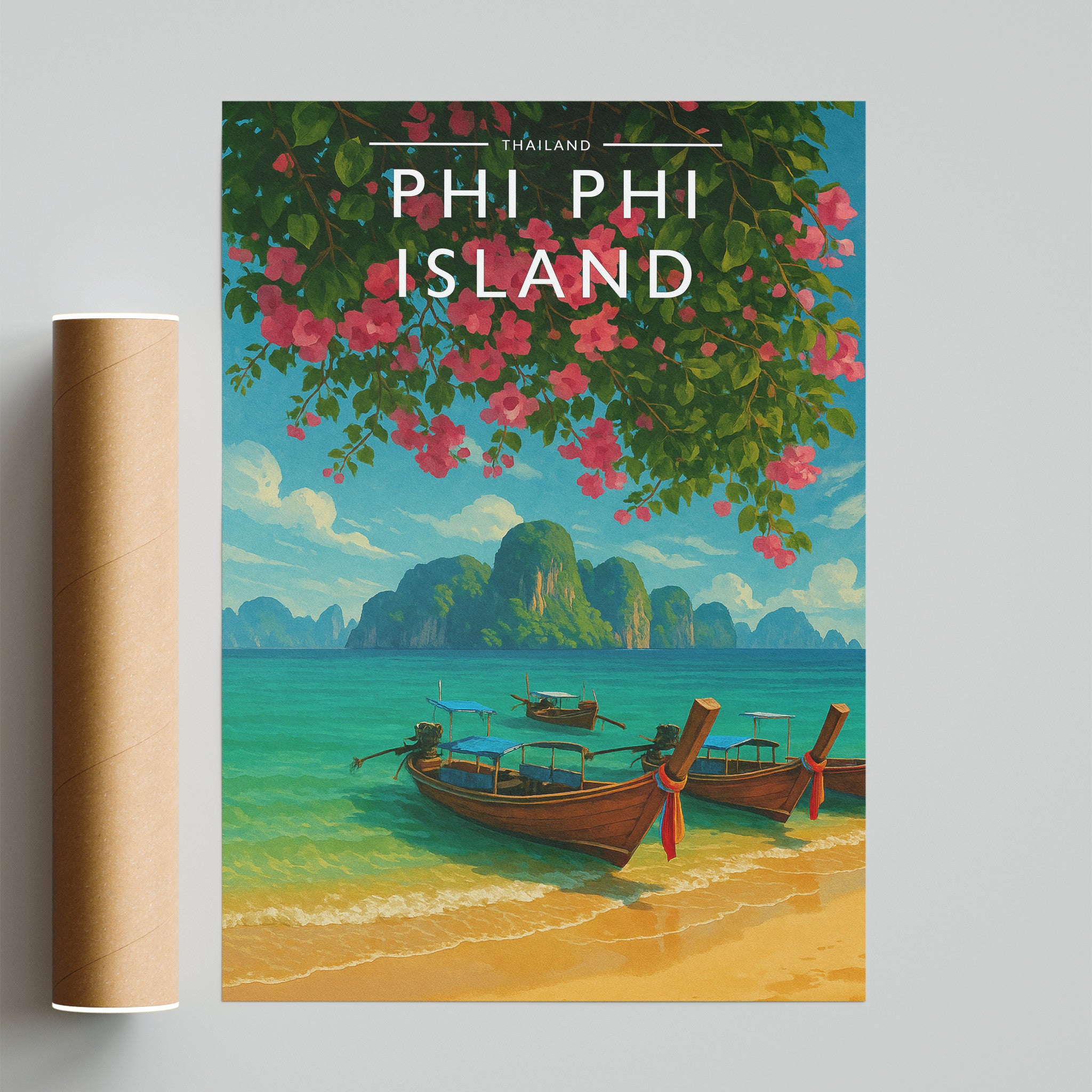 Phi Phi Island Travel Poster - fine art print with shipping tube