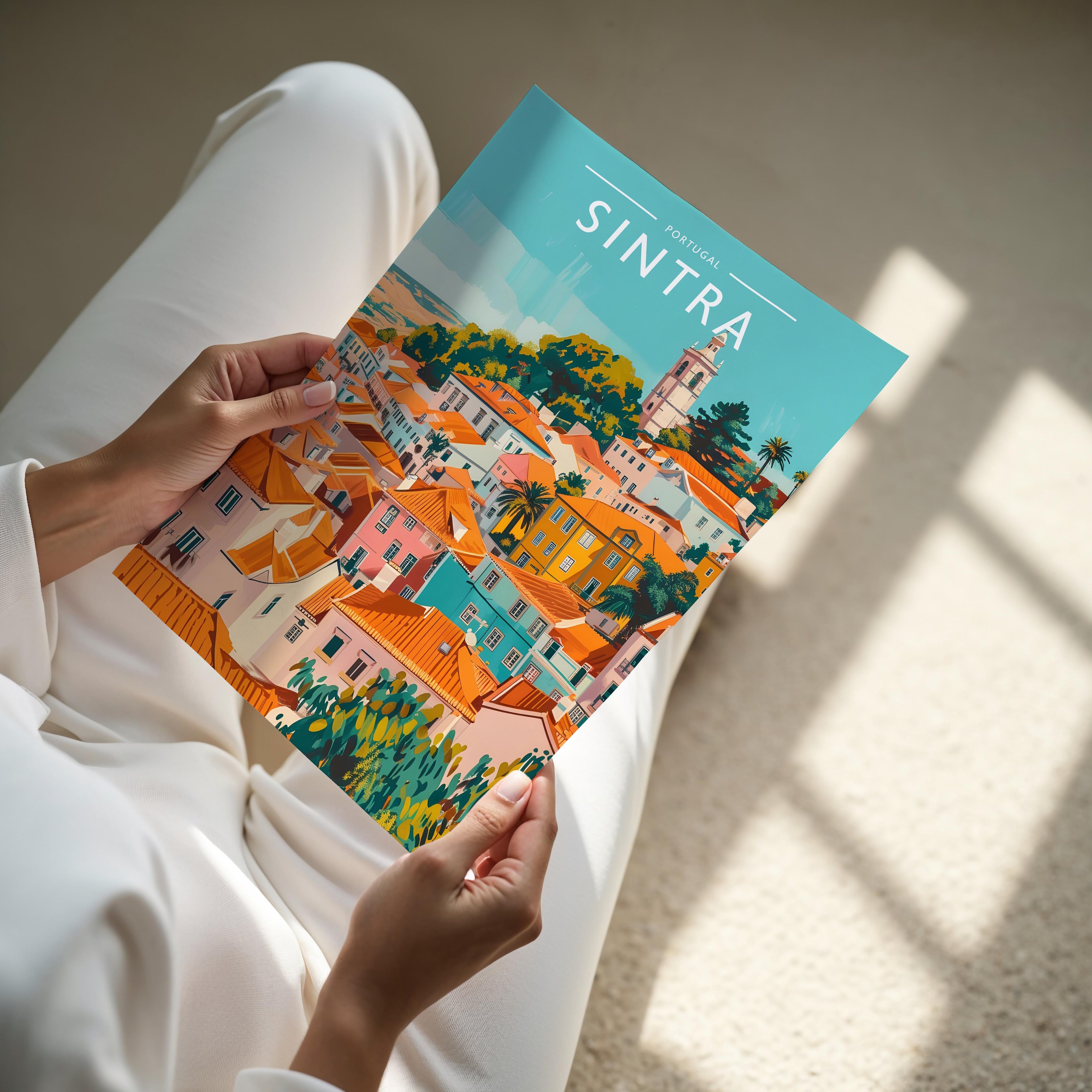 Sintra Travel Poster - A4 print held in hand