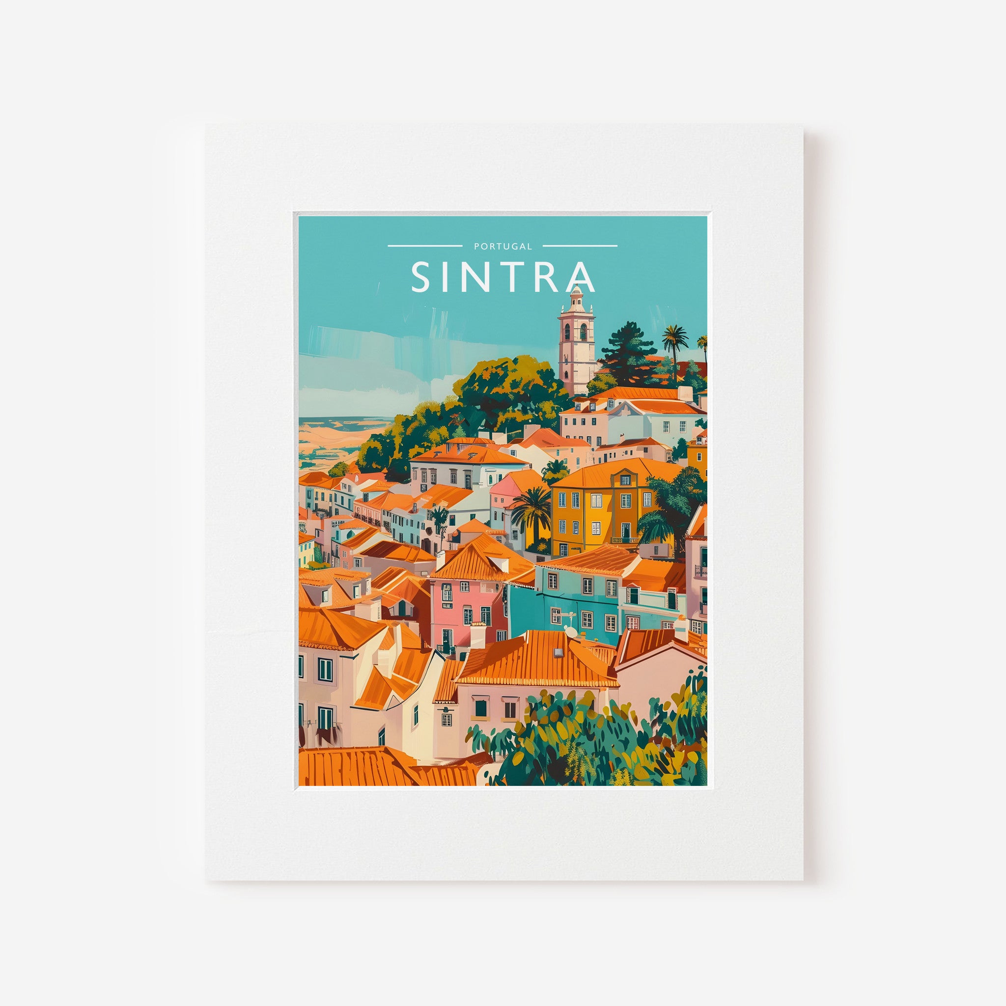Sintra Travel Poster in a white mount
