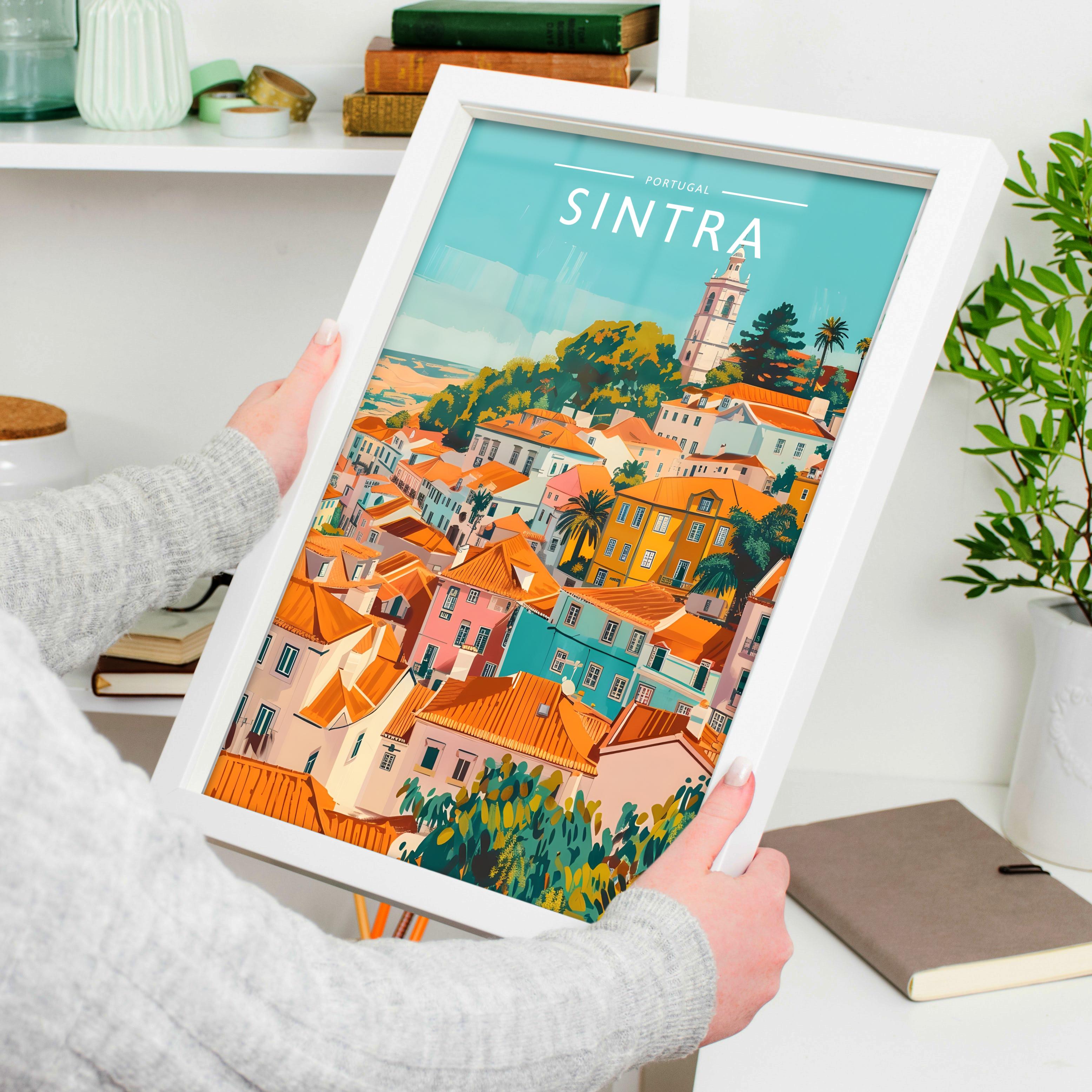 Sintra Travel Poster held in a white frame